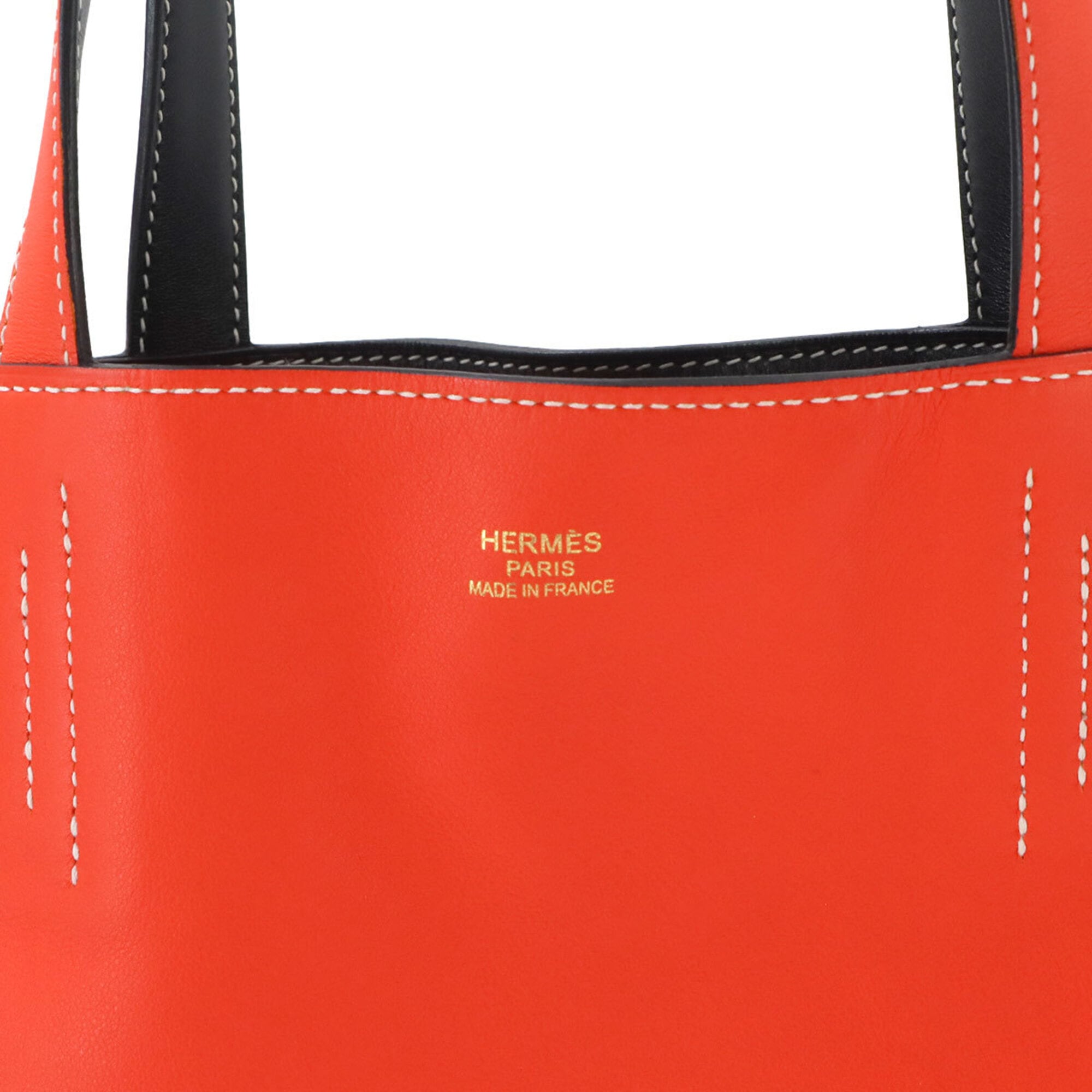 Hermes Black Orange Handbag Tote Bag (Pre-Owned)