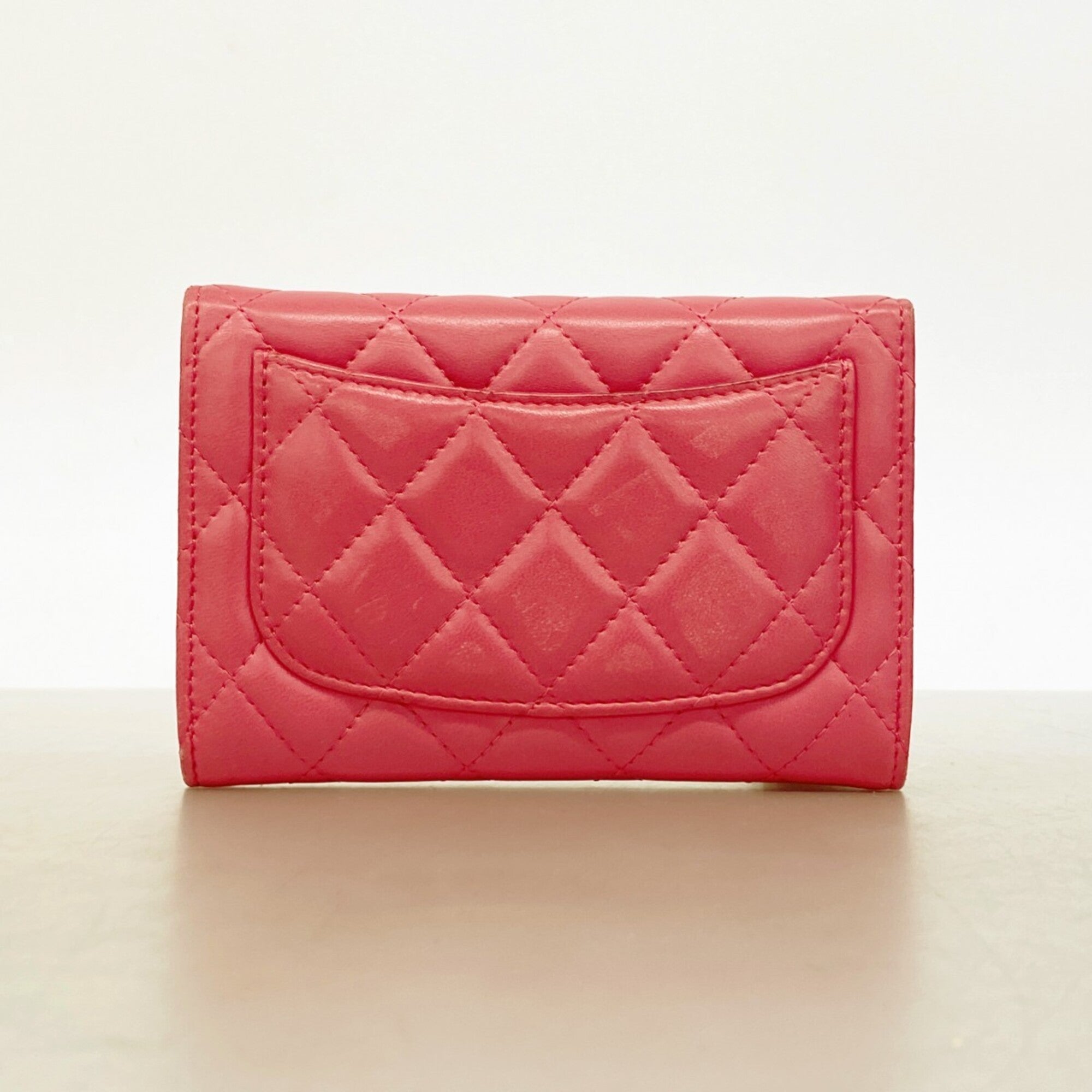 Chanel Pink Leather Coin Purse/Coin Case (Pre-Owned)