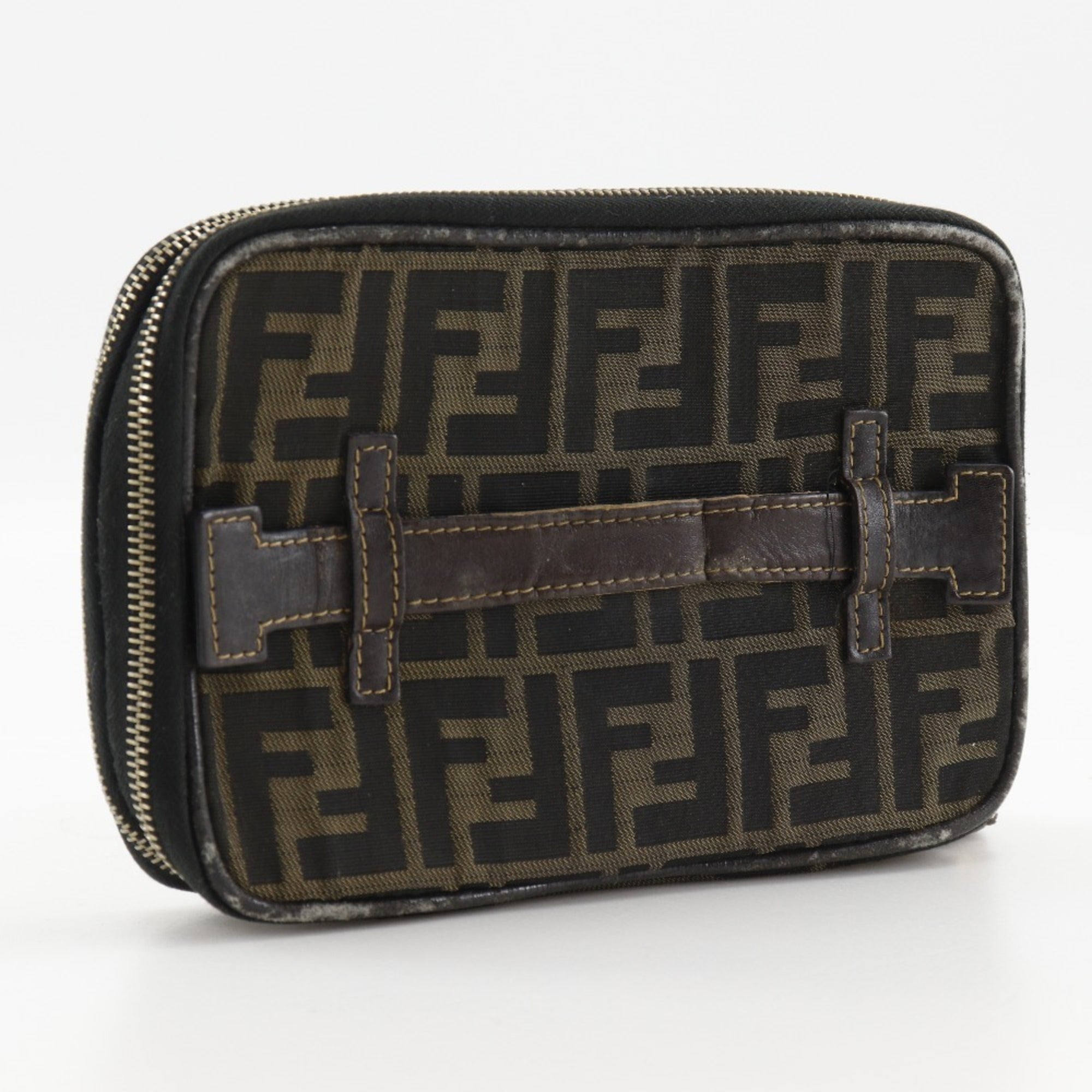 Fendi Brown Nylon Canvas Pouch (Pre-Owned)