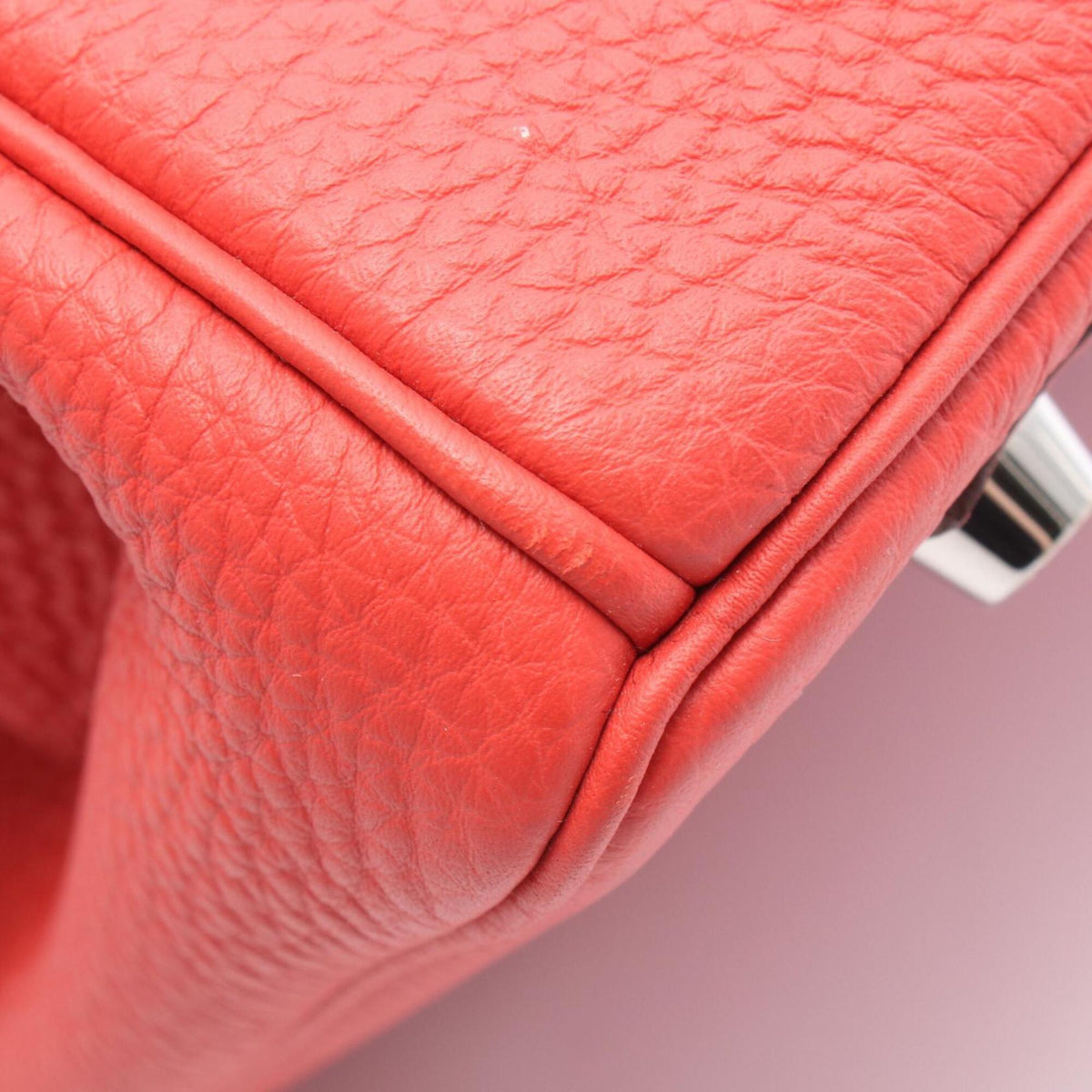 Hermes Red Color Togo Leather Leather Handbag (Pre-Owned)