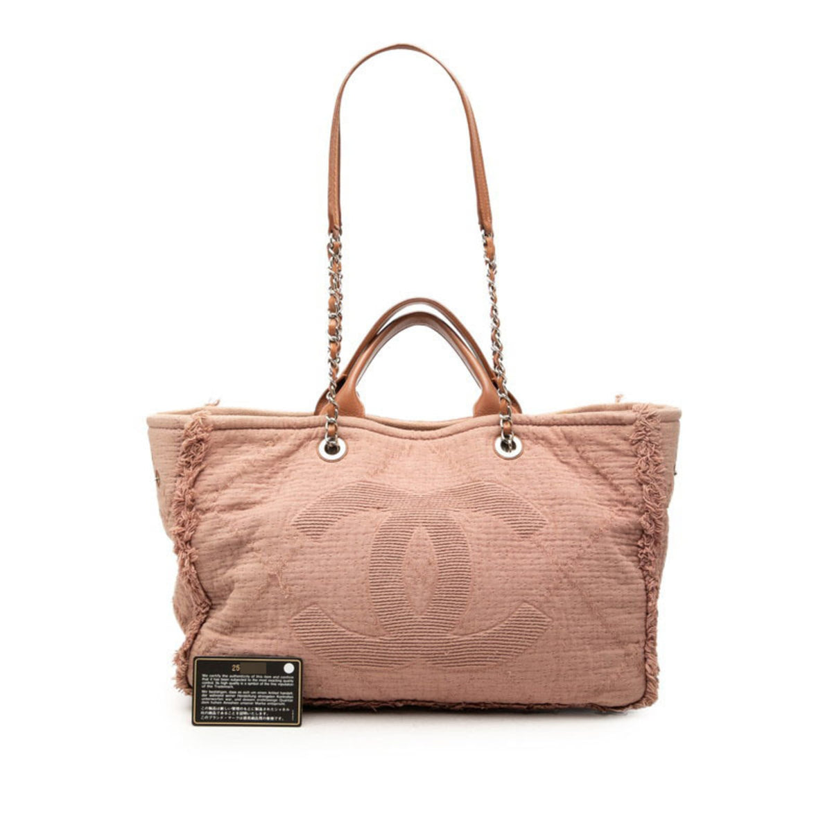 Chanel Pink Canvas Leather Shoulder Bag Tote Bag (Pre-Owned)