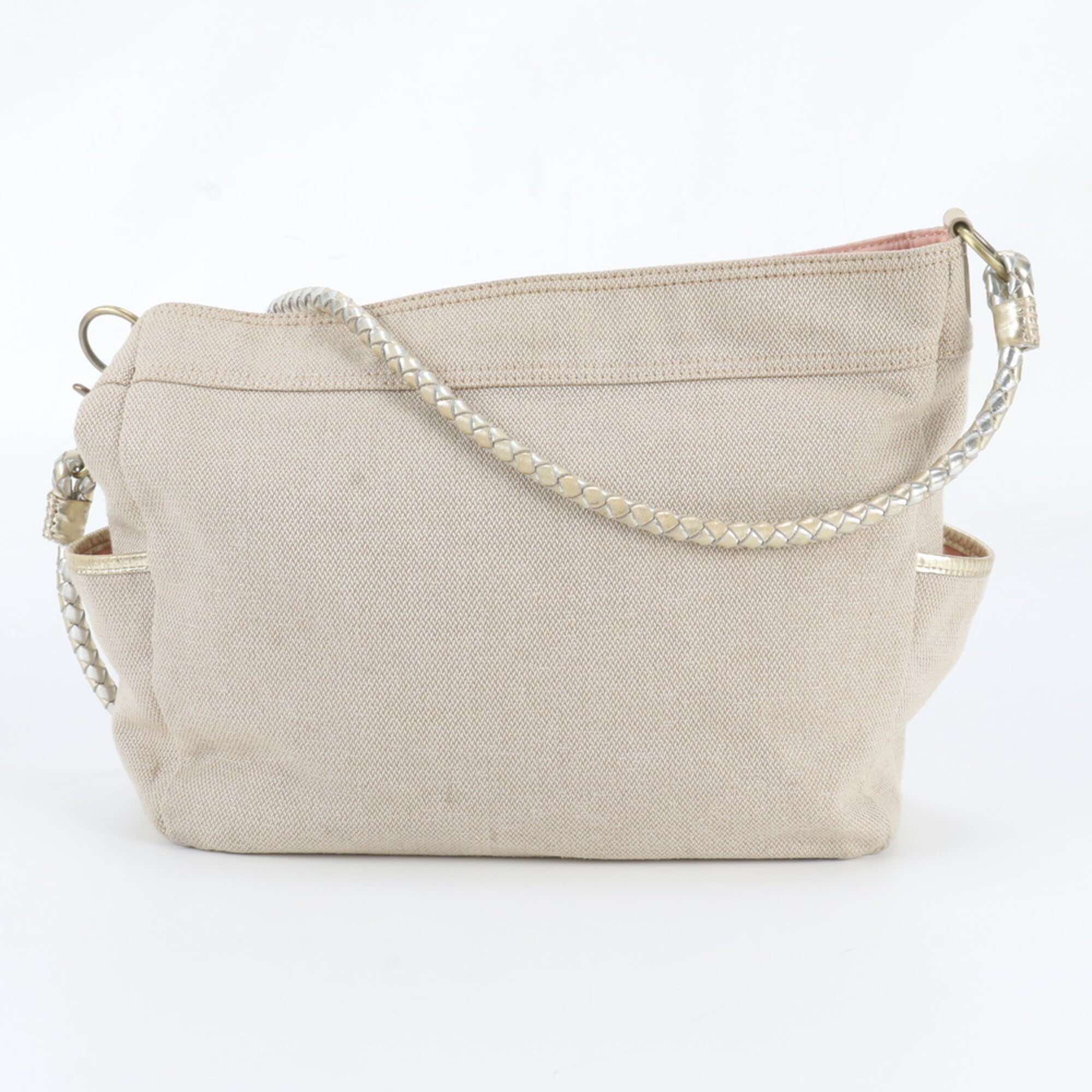 Burberry Beige Leather Canvas Shoulder Bag (Pre-Owned)