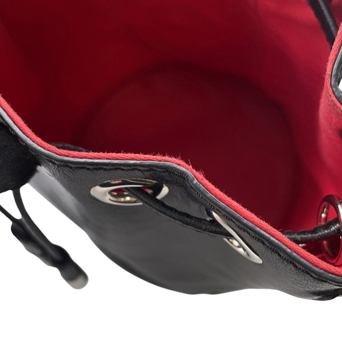 Christian Louboutin Black Red Color Leather Shoulder Bag (Pre-Owned)