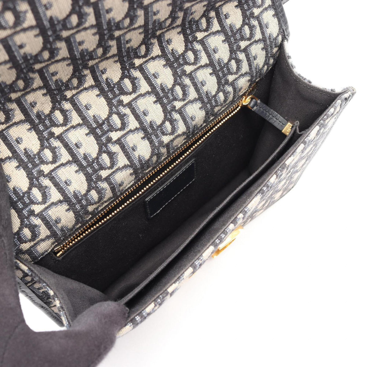 Christian Dior Beige Navy Canvas Leather Handbag Shoulder Bag (Pre-Owned)