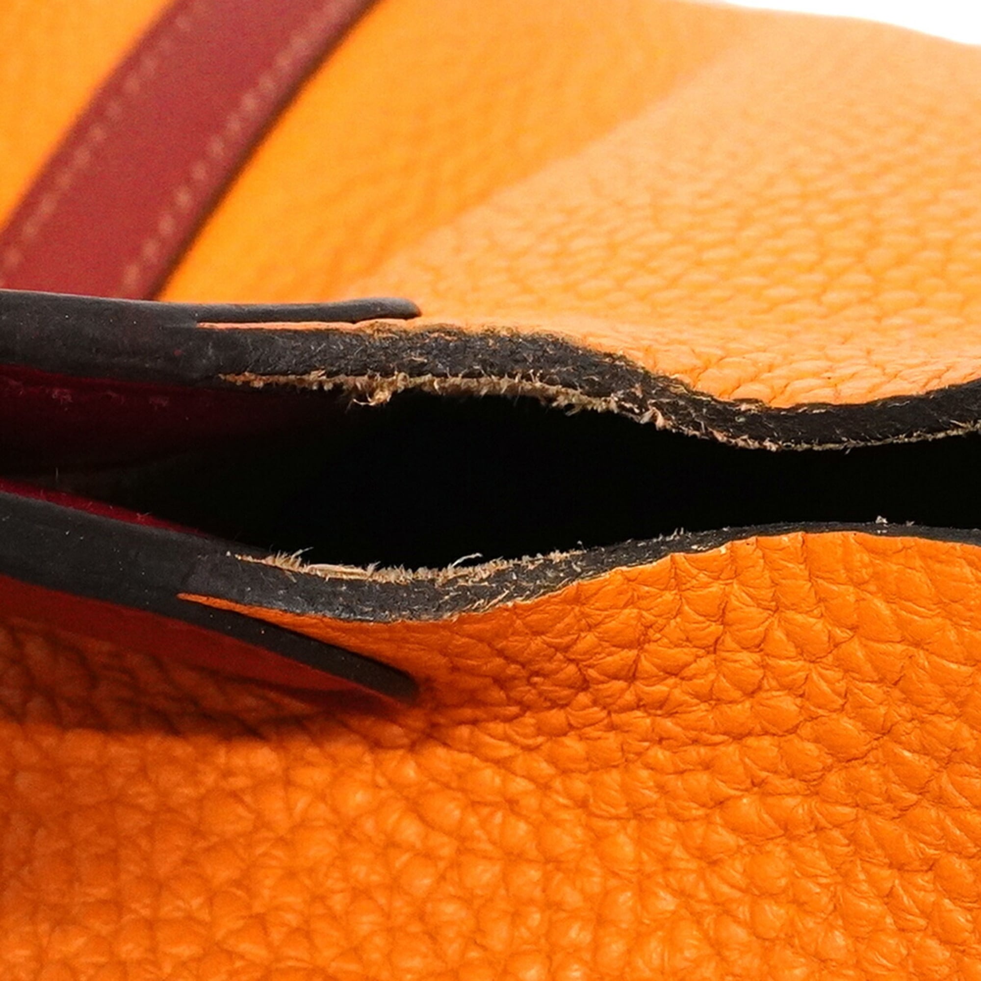 Hermes Orange Rouge Grenat Taurillon Clemence Leather Swift Leather Handbag (Pre-Owned)