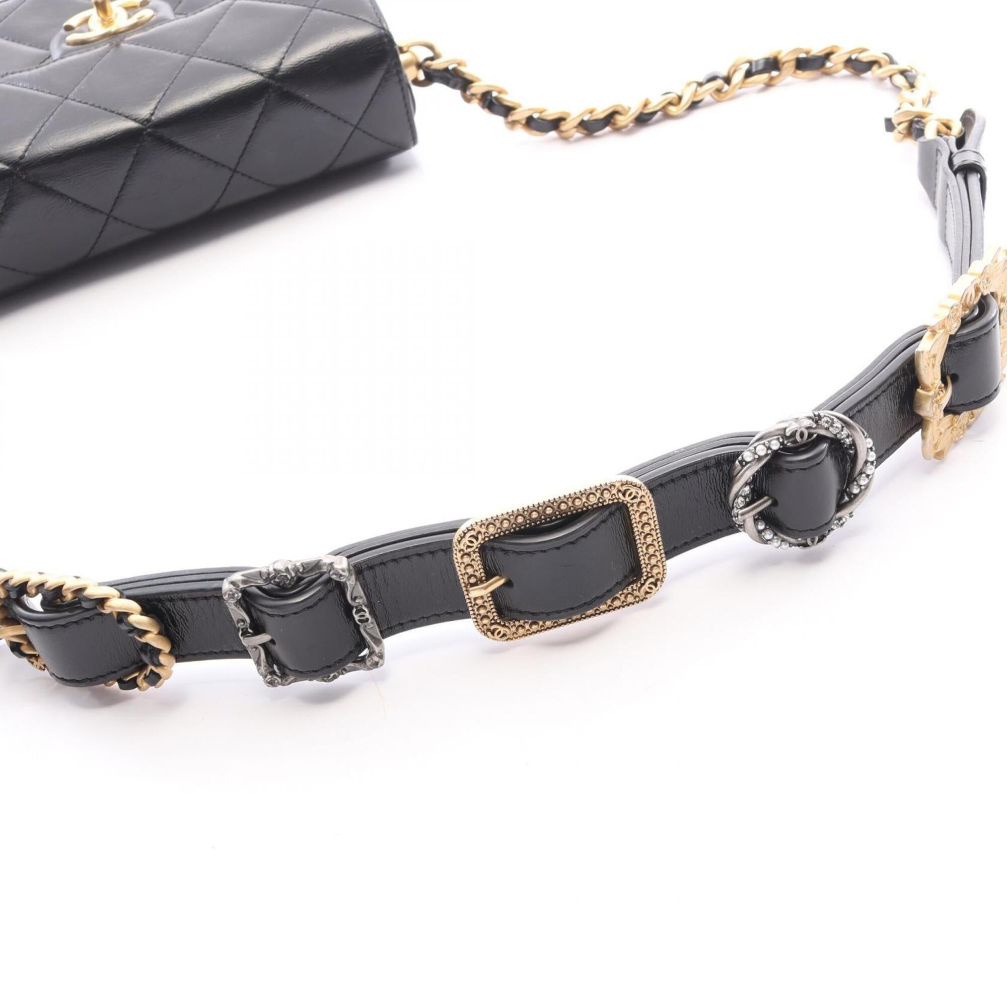 Chanel Black Leather Handbag Shoulder Bag (Pre-Owned)