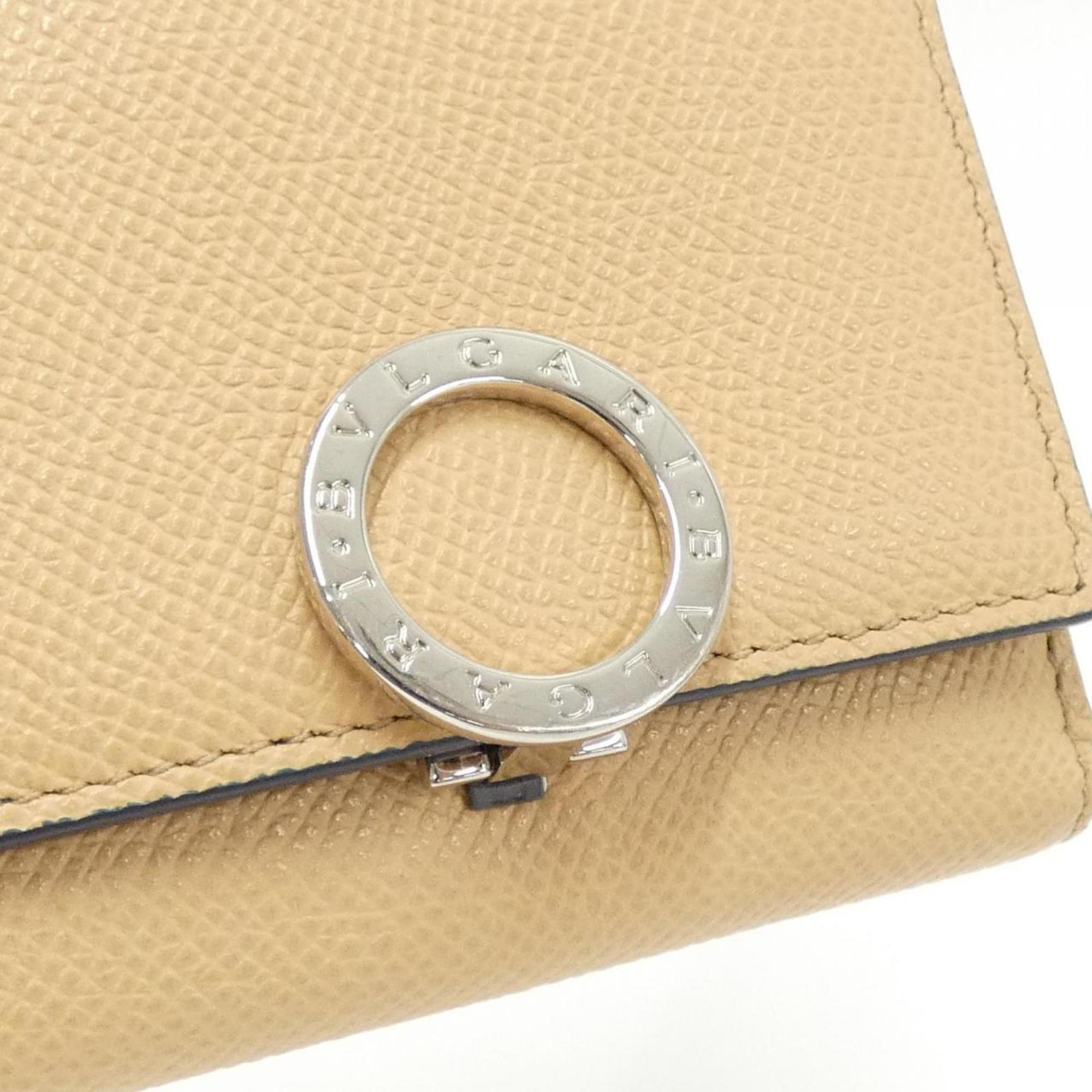 Bvlgari Bvlgari Bvlgari Beige Navy Leather Wallet (Tri-Fold) (Pre-Owned)
