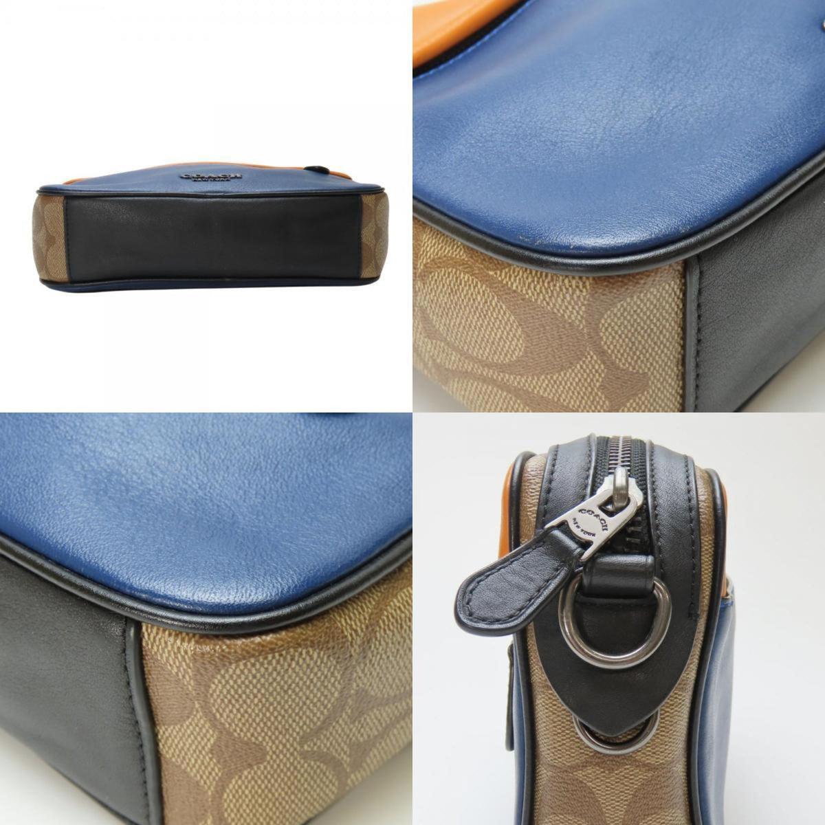 Coach Multi-Color Navy Leather Pvc Shoulder Bag (Pre-Owned)