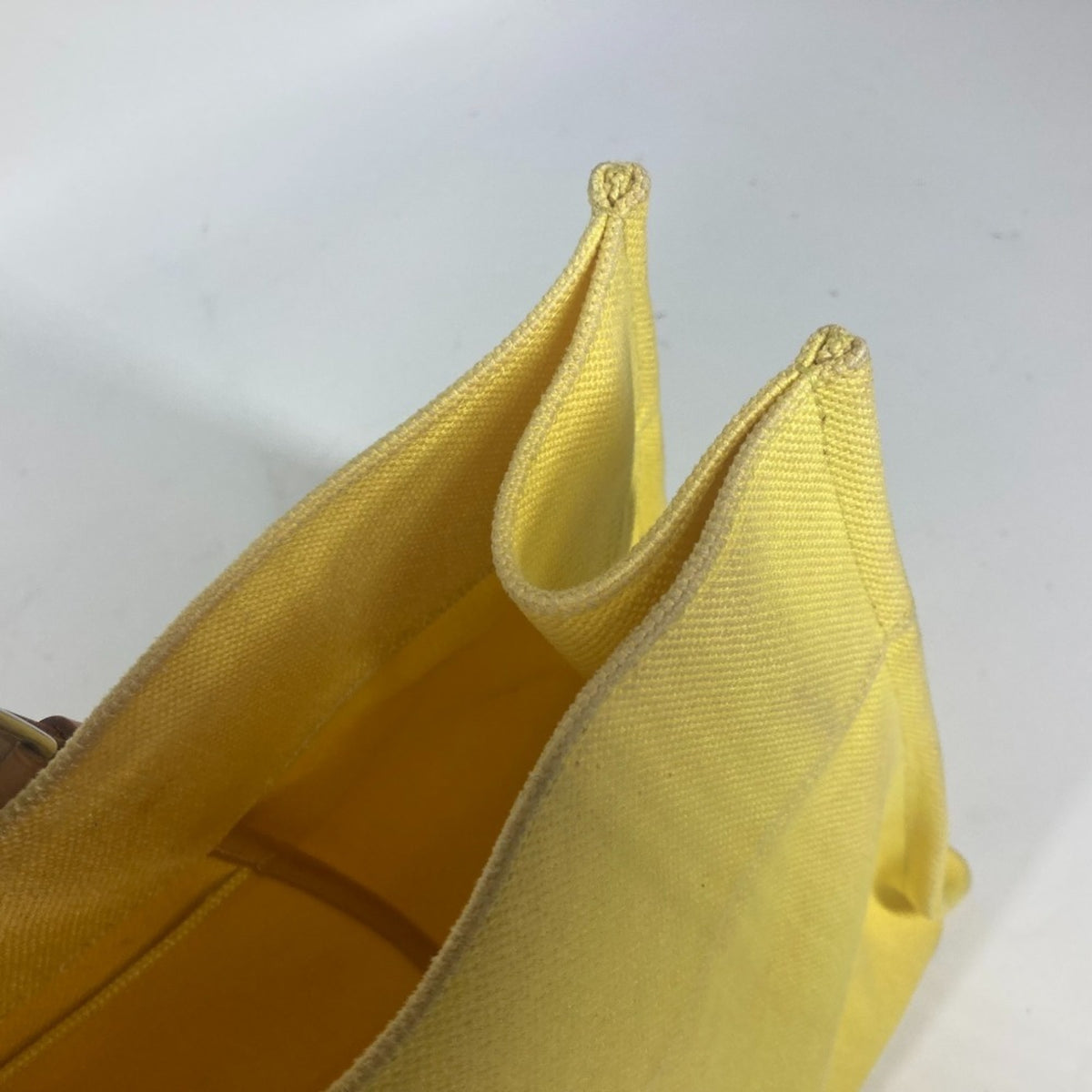 Hermes Yellow Leather Canvas Shoulder Bag Tote Bag (Pre-Owned)
