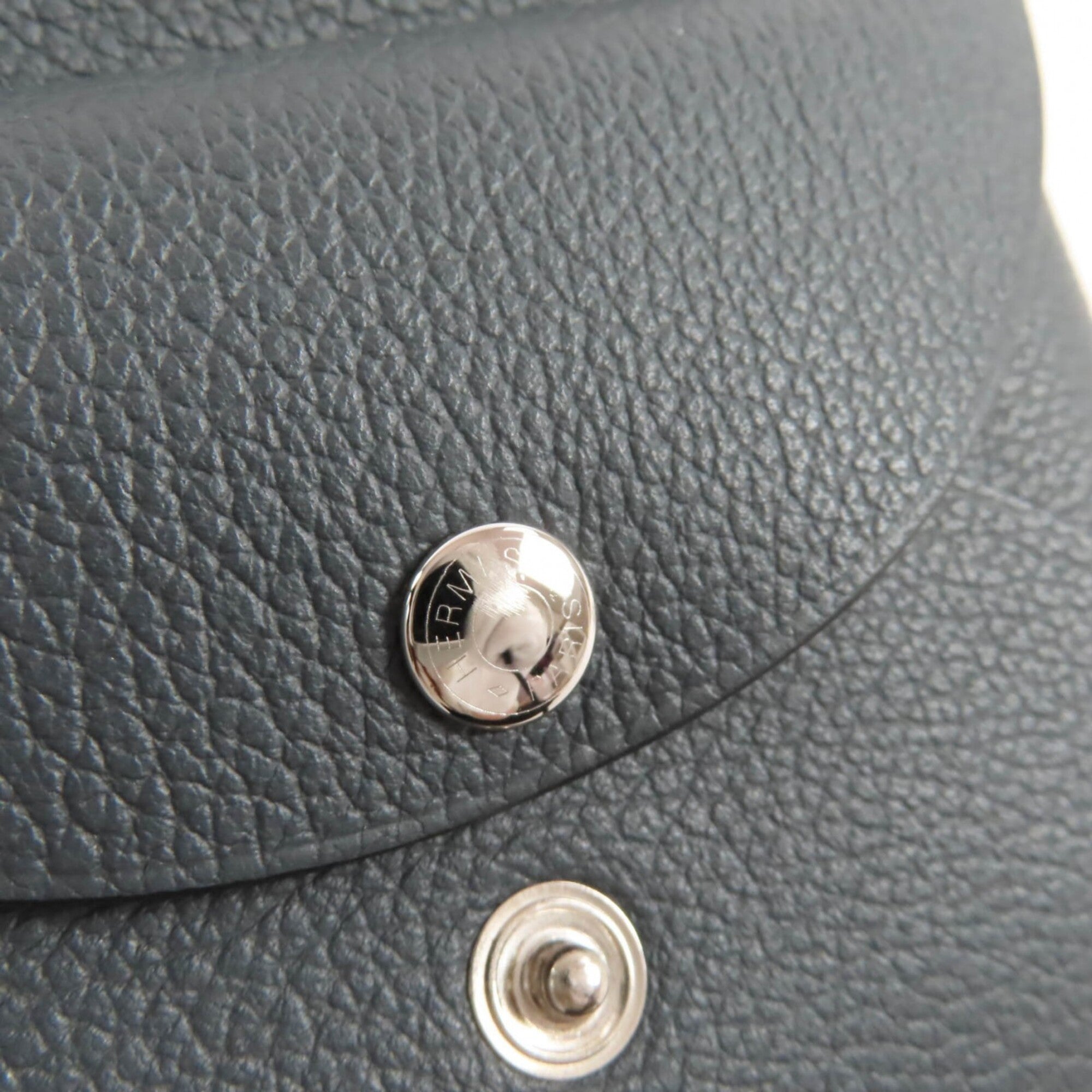 Hermes Dark Gray Evercalf Leather Coin Purse/Coin Case (Pre-Owned)