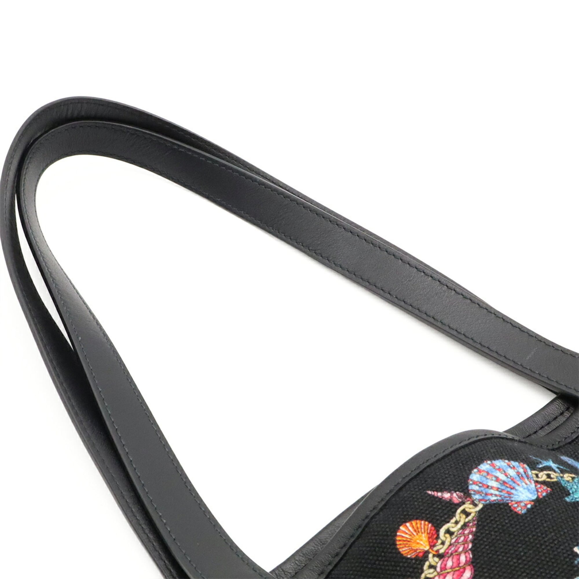 Versace Black Multi-Color Canvas Tote Bag (Pre-Owned)