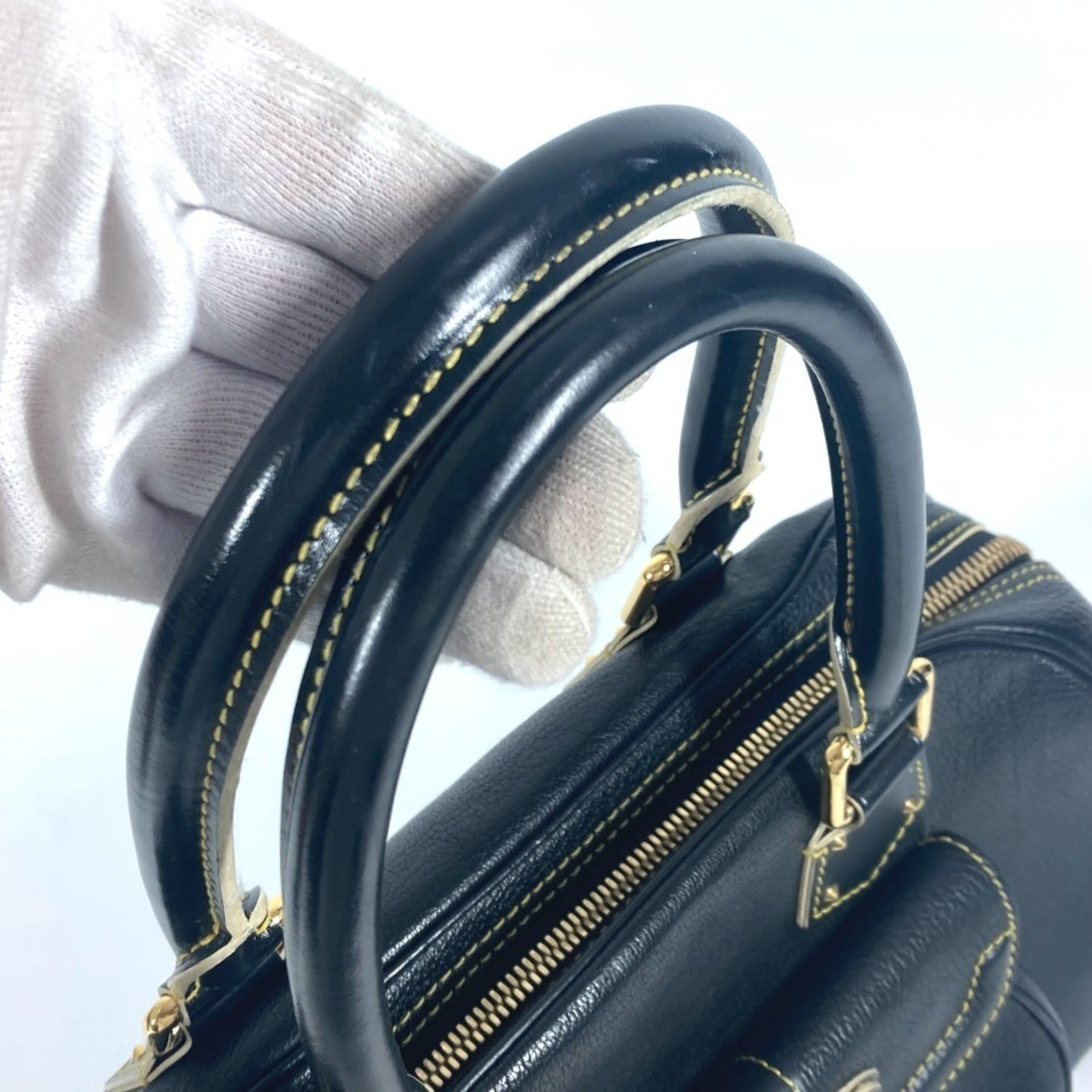 Louis Vuitton Suhali Black Noir Suhali Leather Boston Bag Handbag Shoulder Bag (Pre-Owned)