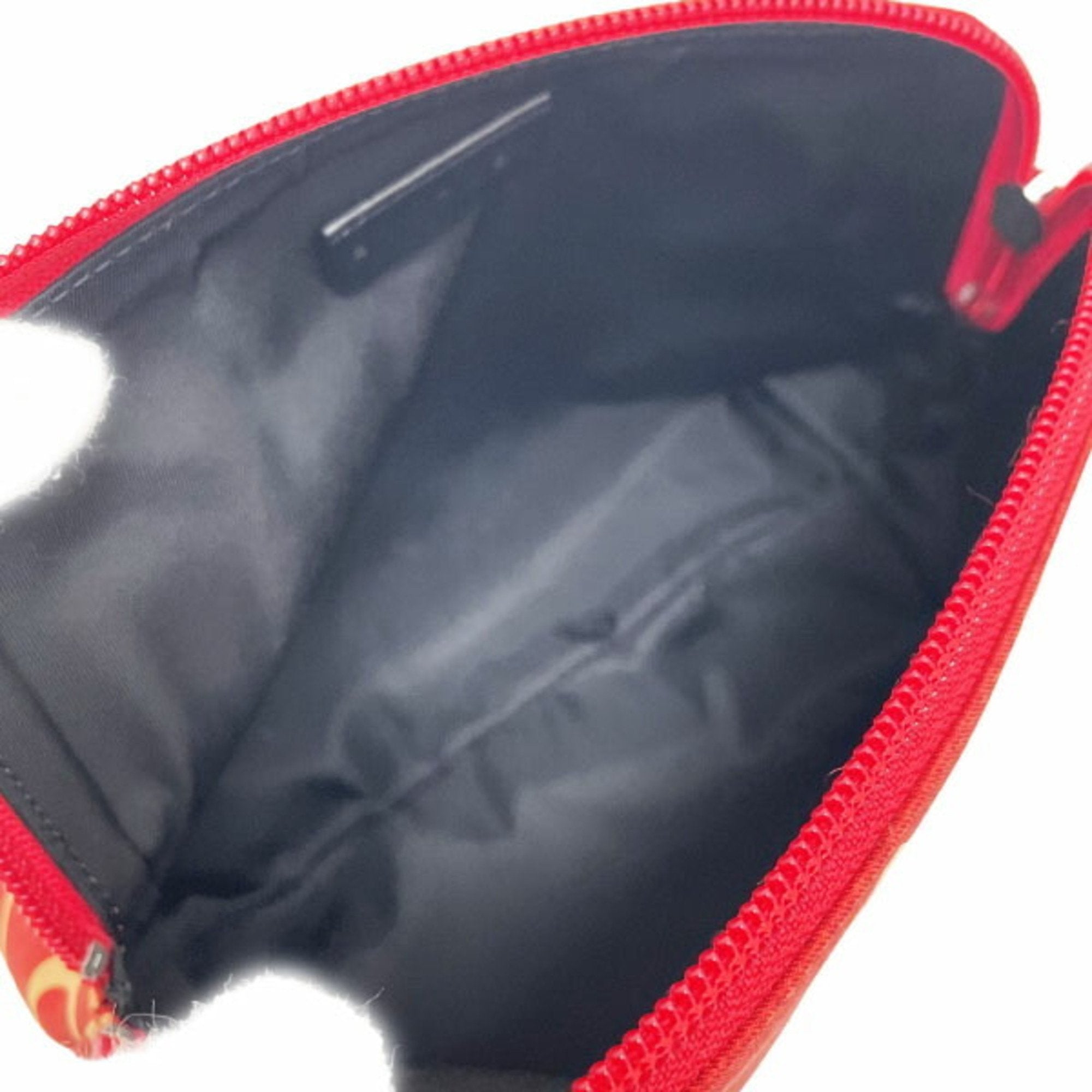 Bvlgari Black Red Color Silk Leather Pouch Wash Bag (Pre-Owned)