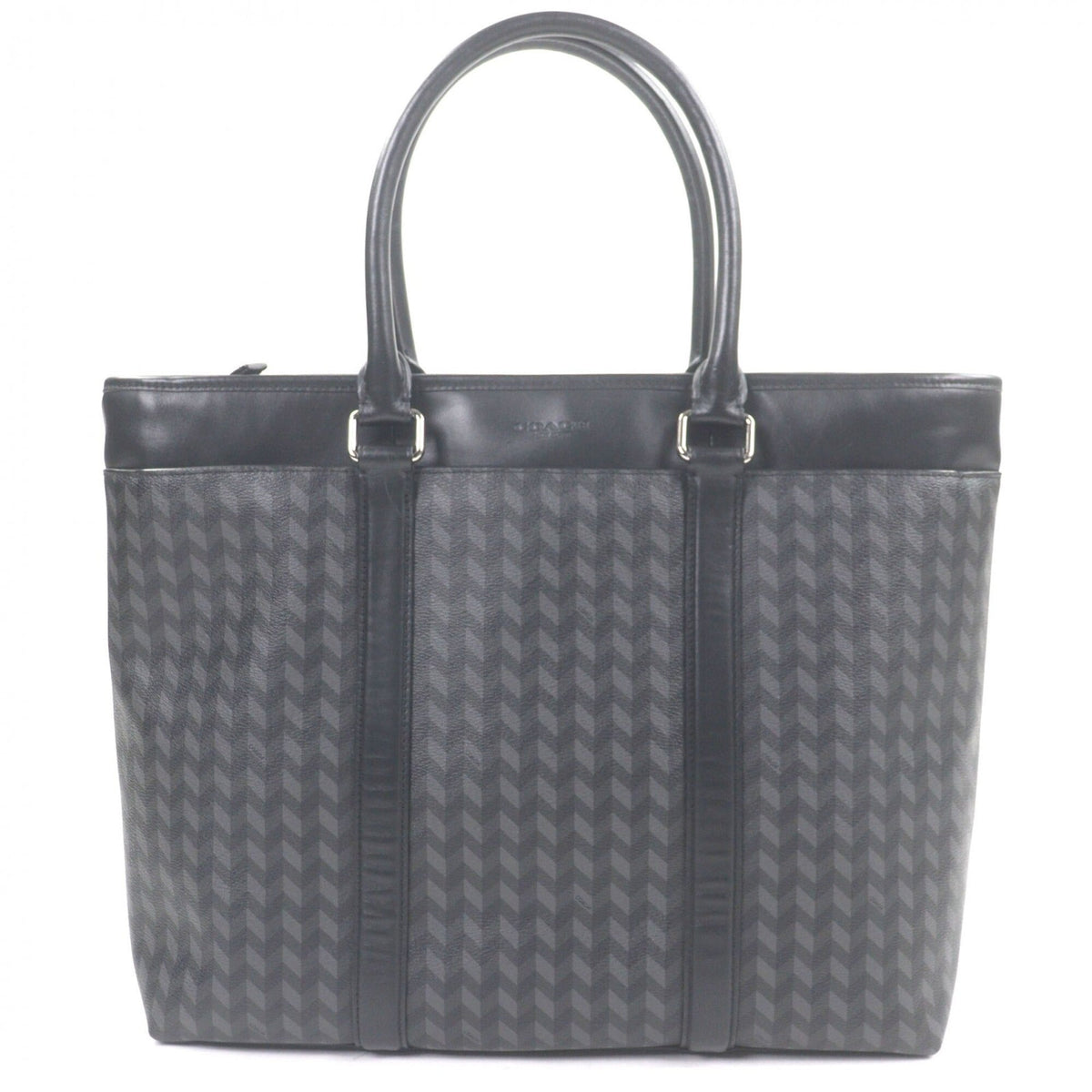 Coach Black Gray Leather Briefcase Shoulder Bag (Pre-Owned)