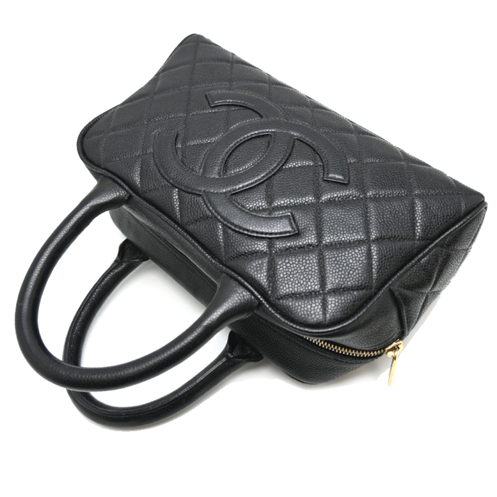 Chanel Black Grained Calfskin Handbag (Pre-Owned)