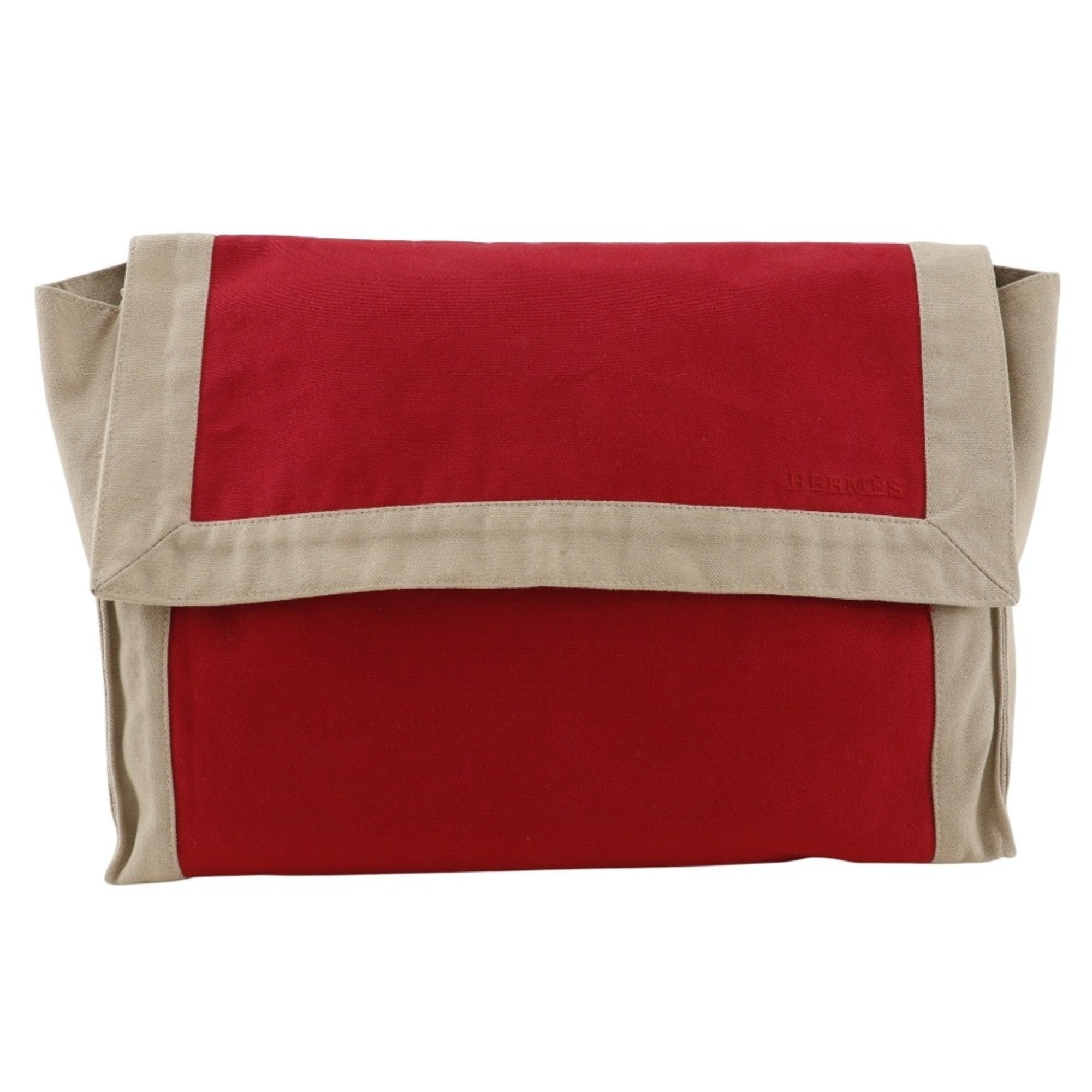 Hermes Red Color Cotton Clutch Bag (Pre-Owned)