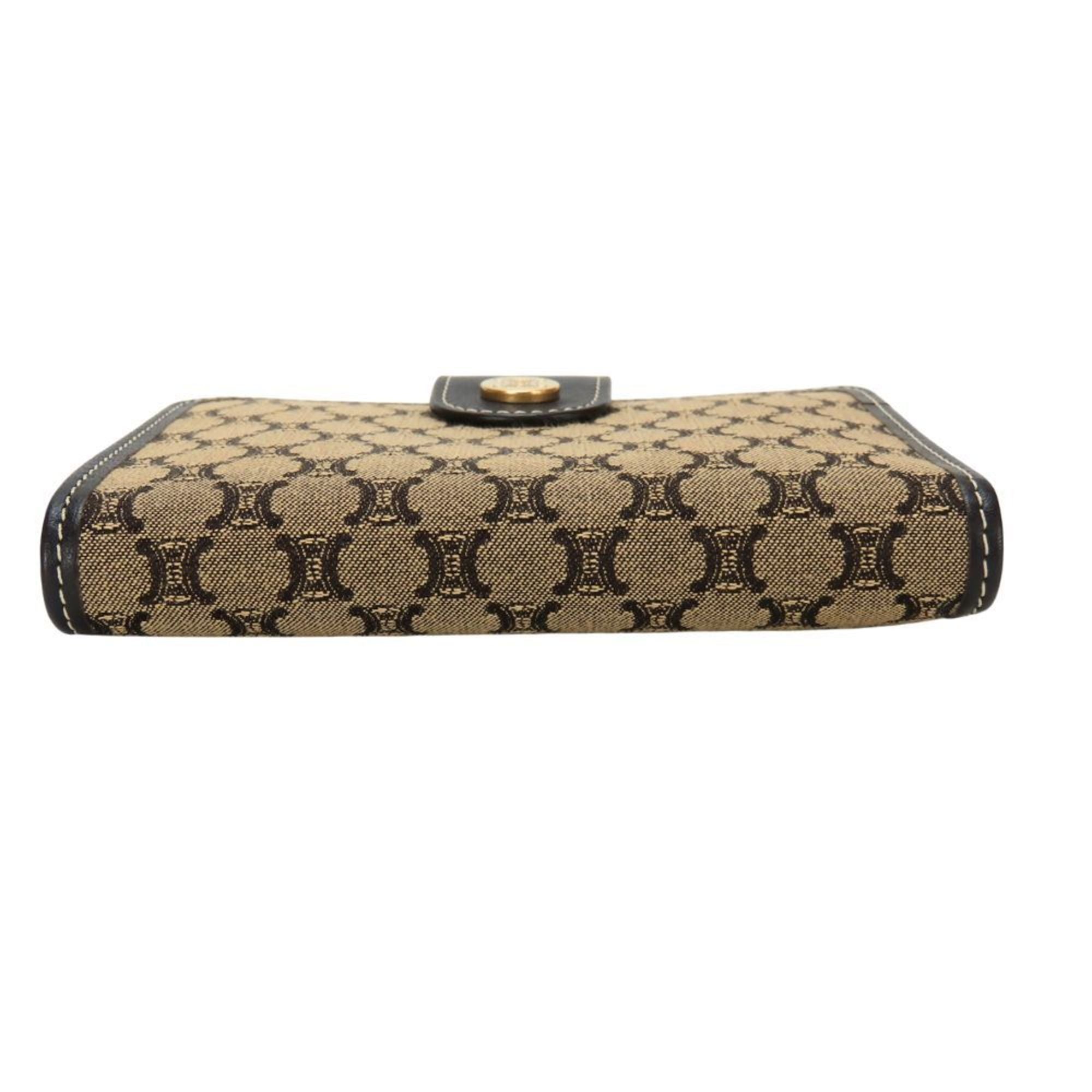 Celine Macadam Beige Dark Brown Canvas Leather Wallet (Bi-Fold) (Pre-Owned)