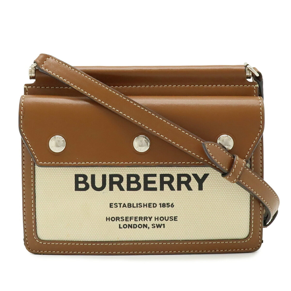 Burberry Black Gray Canvas Leather Pochette Shoulder Bag (Pre-Owned)