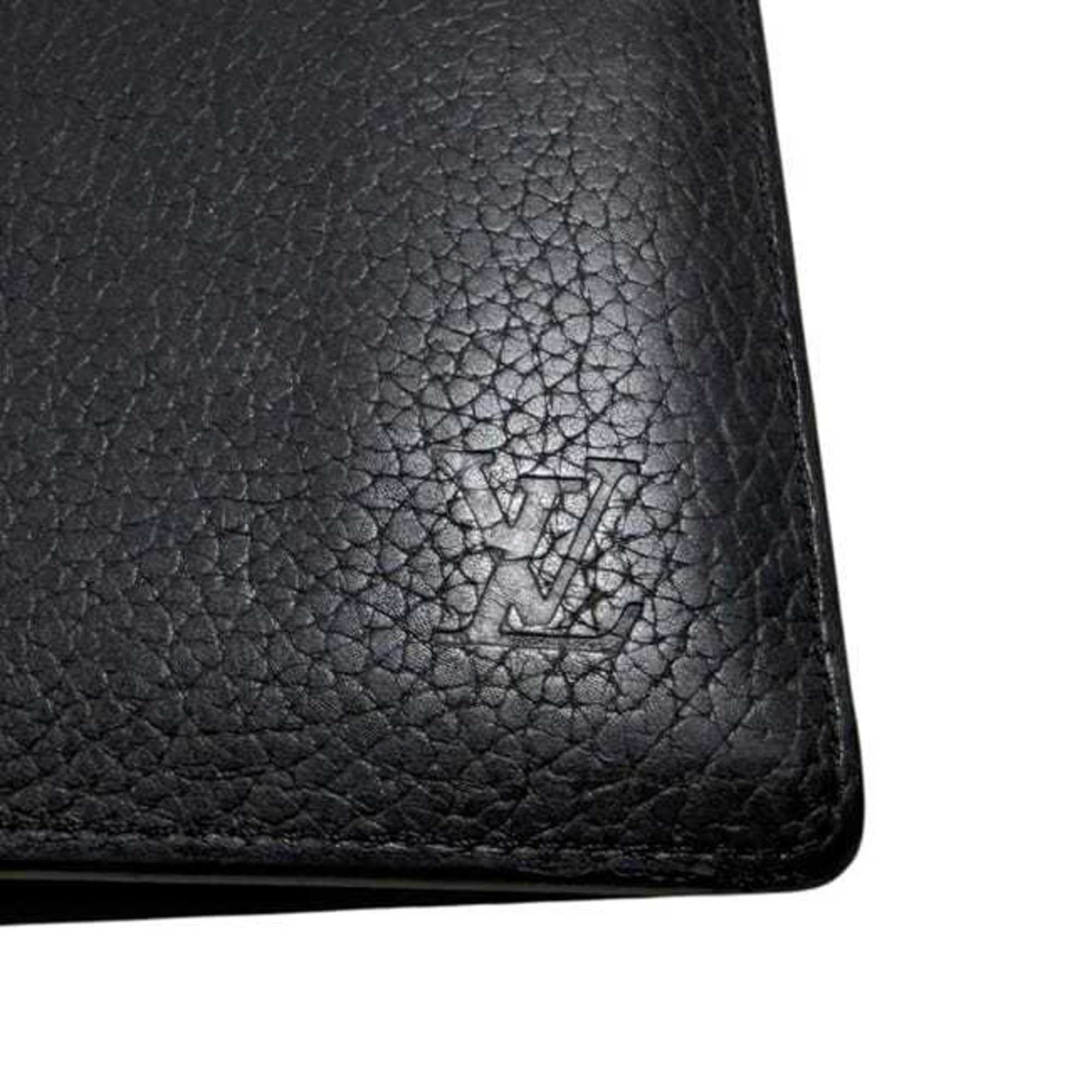 Louis Vuitton Black Noir Leather Long Wallet (Bi-Fold) (Pre-Owned)