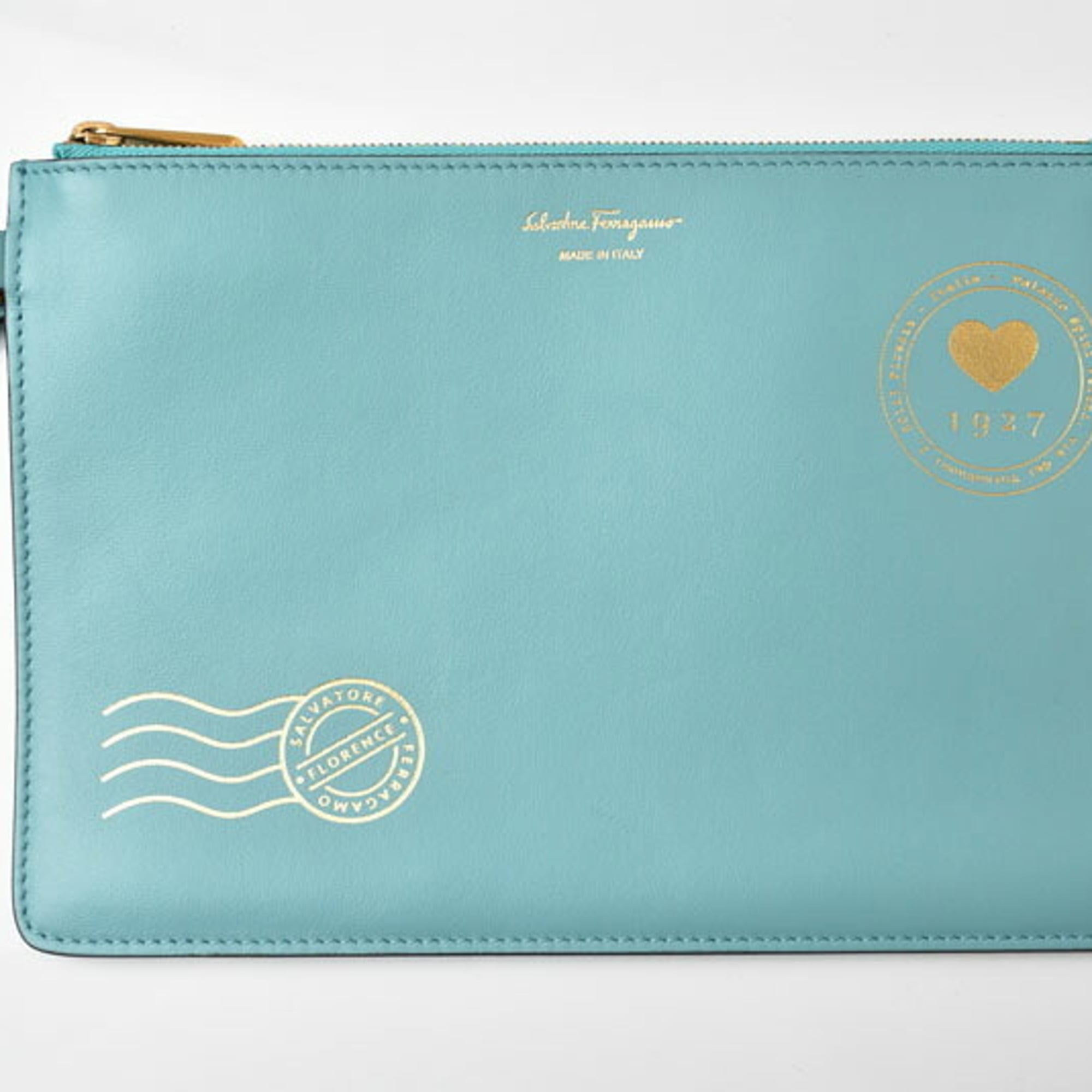Salvatore Ferragamo Light Blue Leather Pouch Tote Bag (Pre-Owned)