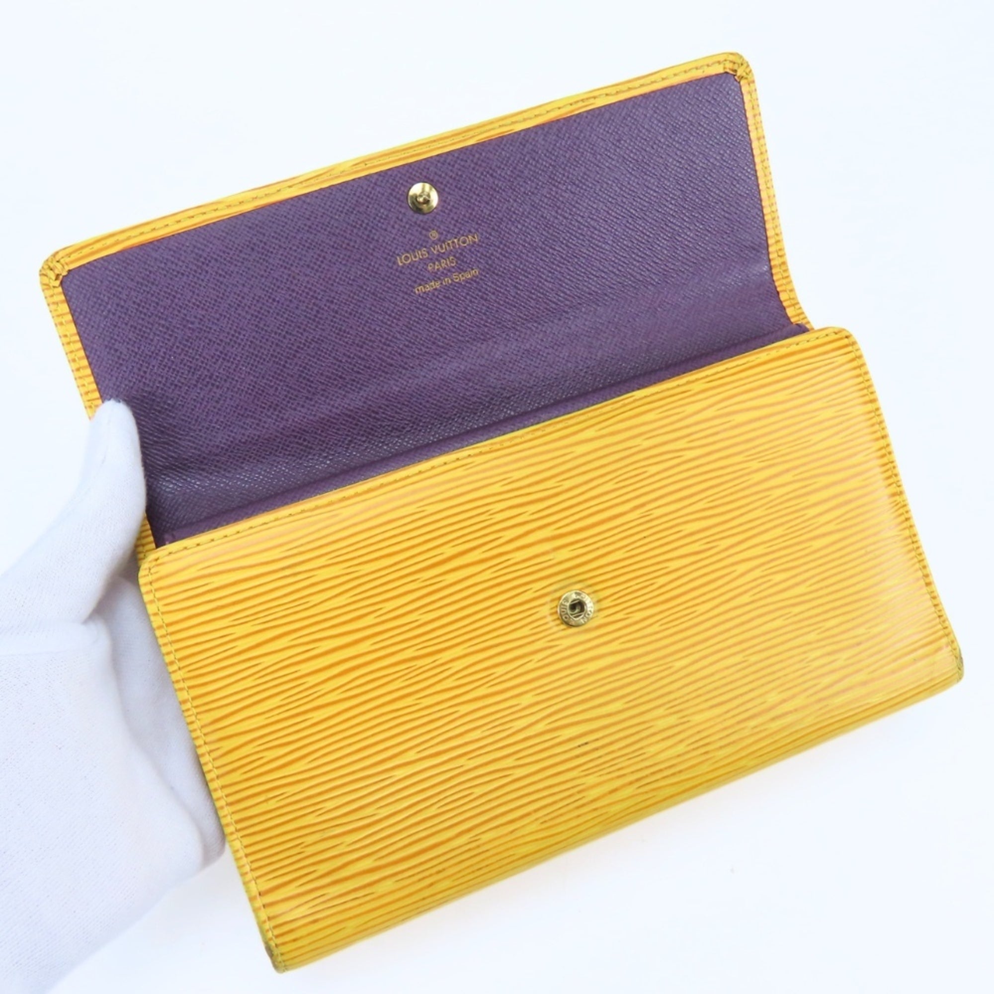 Louis Vuitton Purple Yellow Epi Leather Wallet (Tri-Fold) (Pre-Owned)