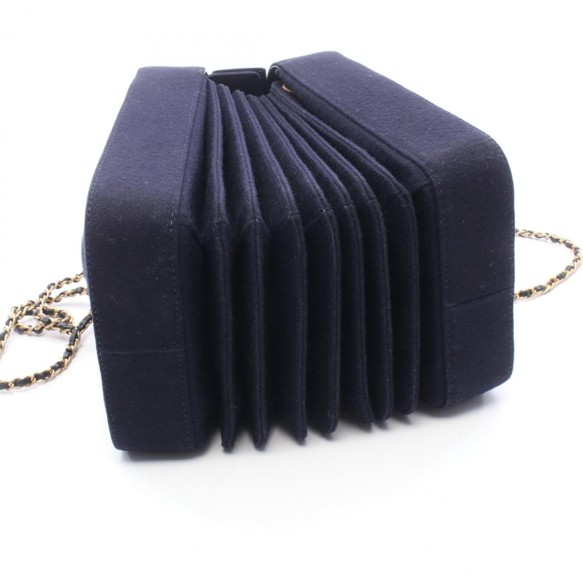 Chanel Navy Wool Handbag Shoulder Bag (Pre-Owned)