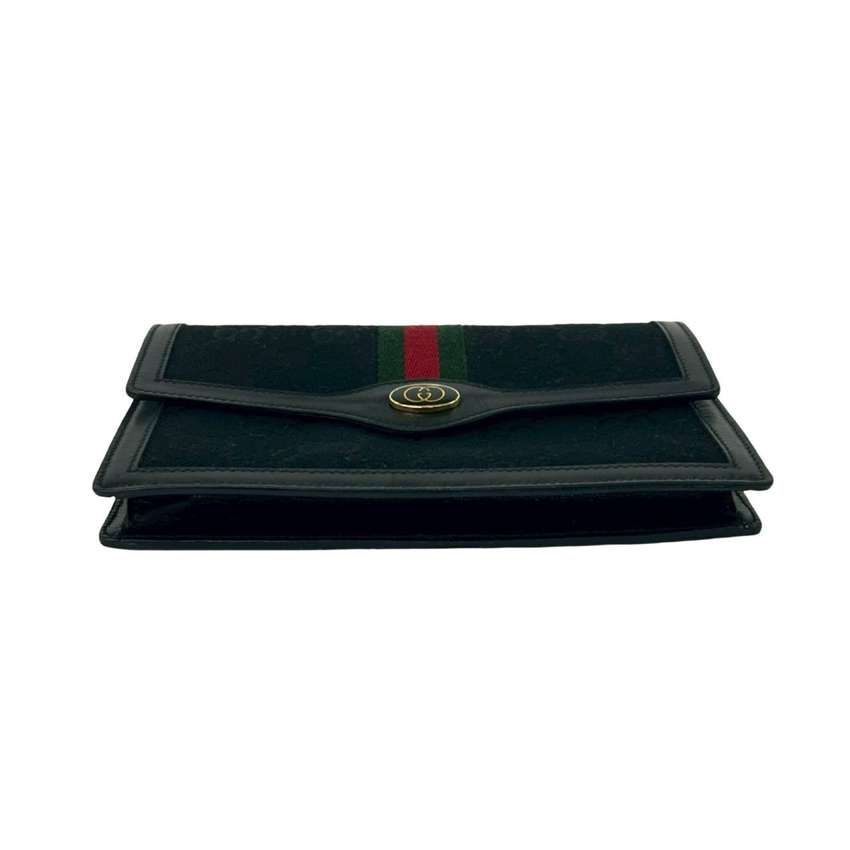 Gucci Black Green Red Color Canvas Leather Pouch (Pre-Owned)