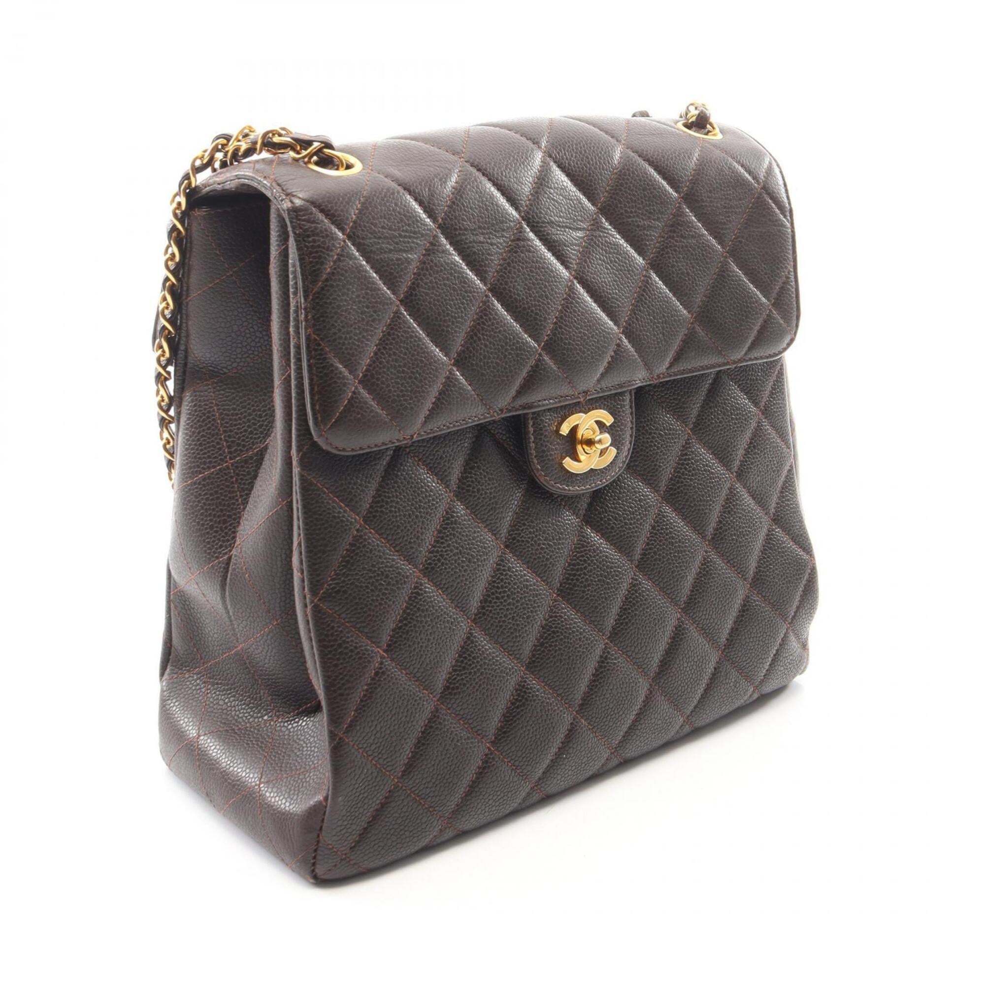 Chanel Brown Grained Calfskin Handbag Shoulder Bag (Pre-Owned)