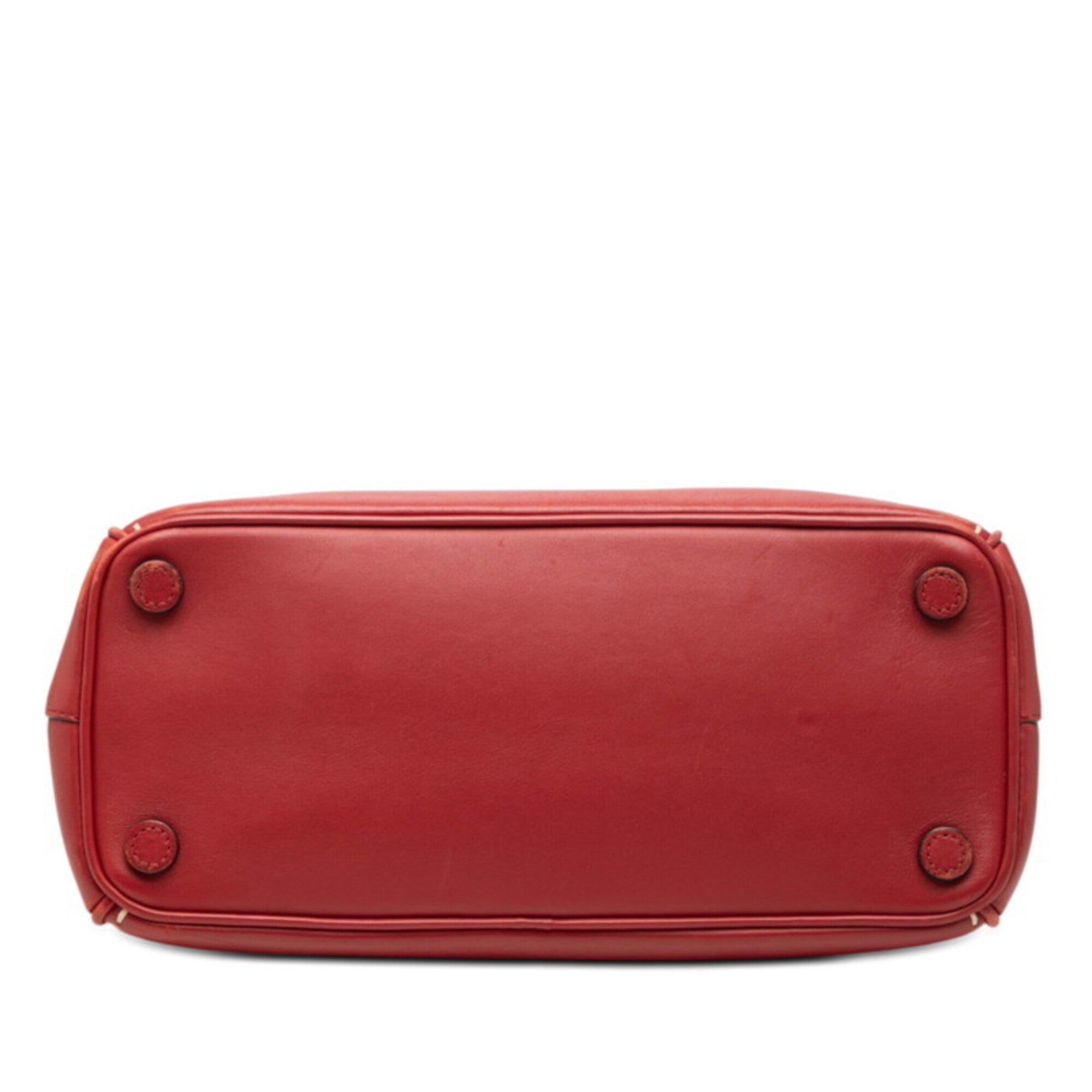 Prada Red Color Leather Handbag Shoulder Bag (Pre-Owned)