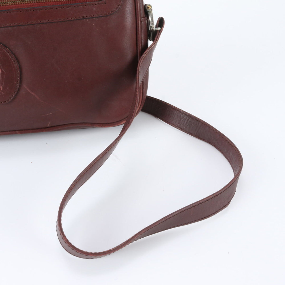 Cartier Bordeaux Leather Crossbody Bag Shoulder Bag (Pre-Owned)