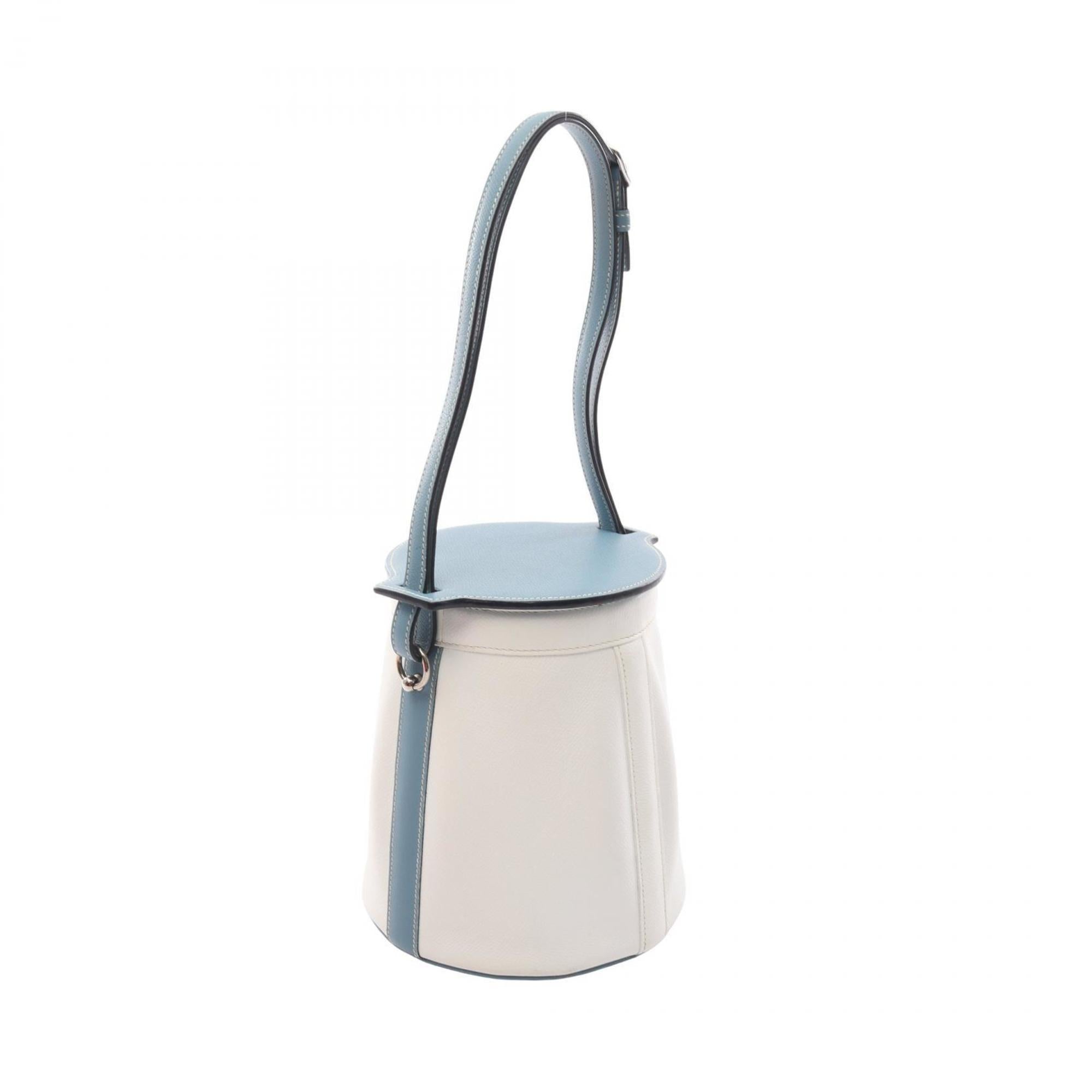 Hermes Blue White Epsom Leather Leather Handbag Shoulder Bag (Pre-Owned)