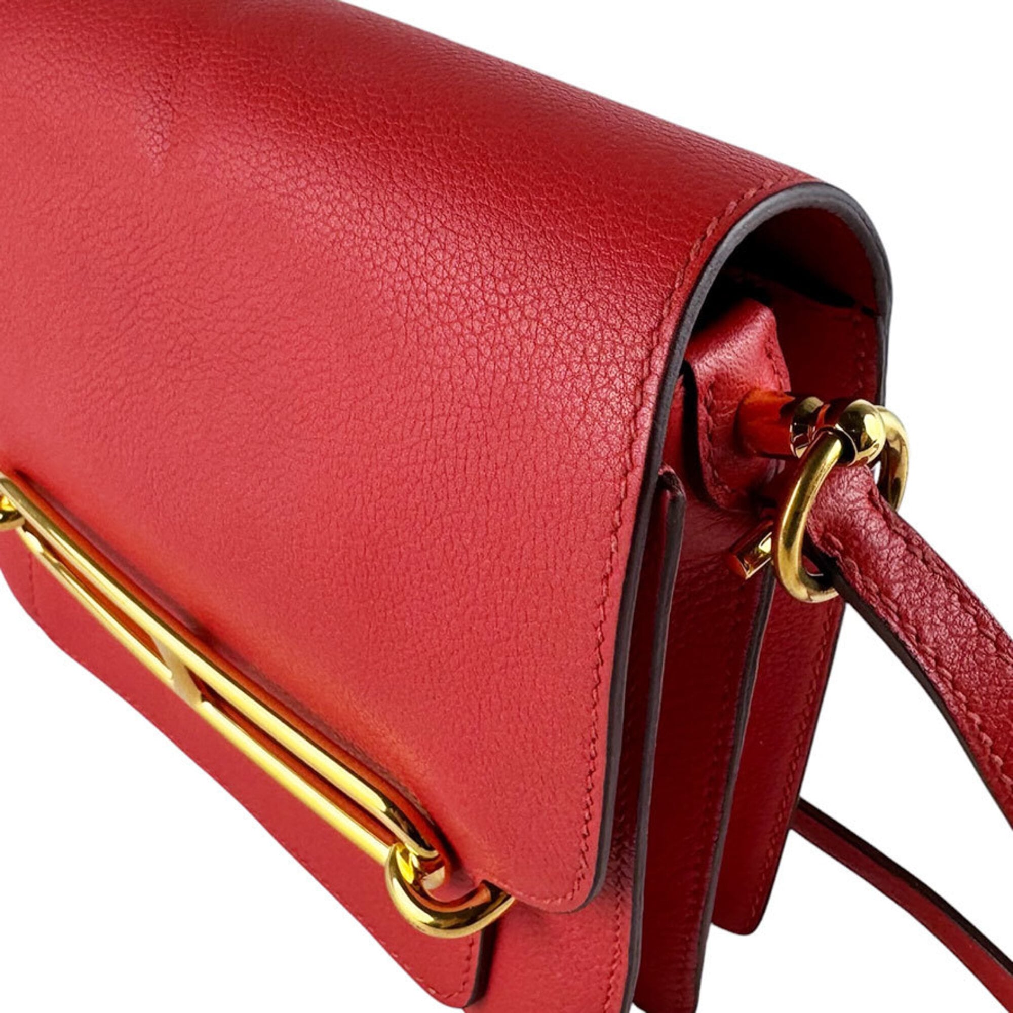Hermes Red Color Evercalf Leather Shoulder Bag (Pre-Owned)