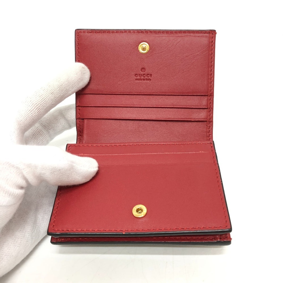 Gucci Beige Red Color Gg Supreme Canvas Wallet (Bi-Fold) (Pre-Owned)