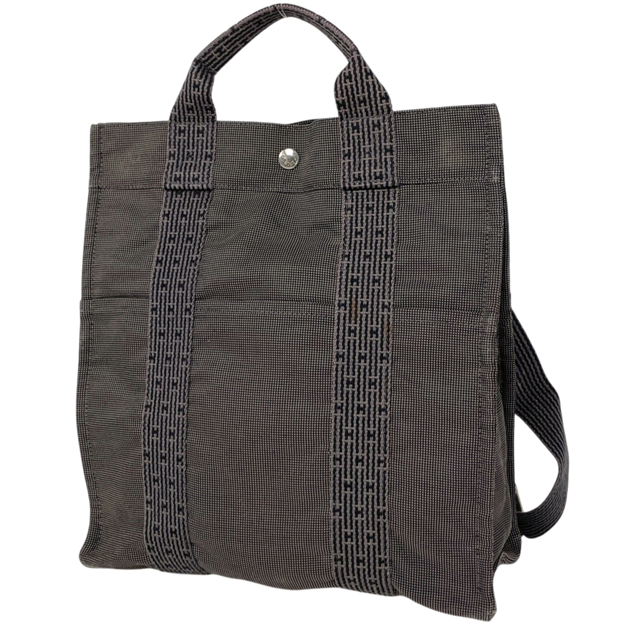 Hermes Gray Nylon Canvas Backpack (Pre-Owned)