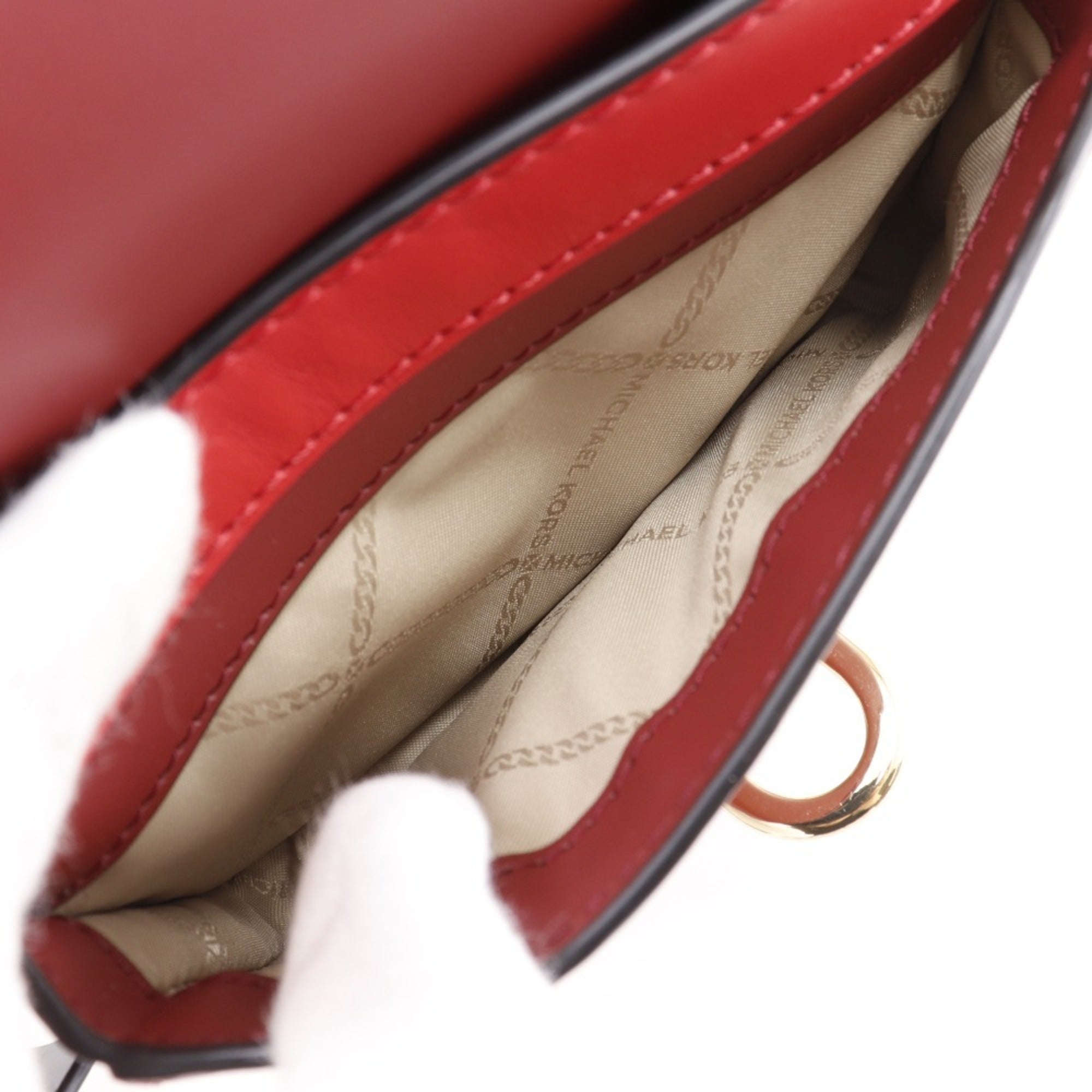Michael Kors Red Color Leather Shoulder Bag (Pre-Owned)