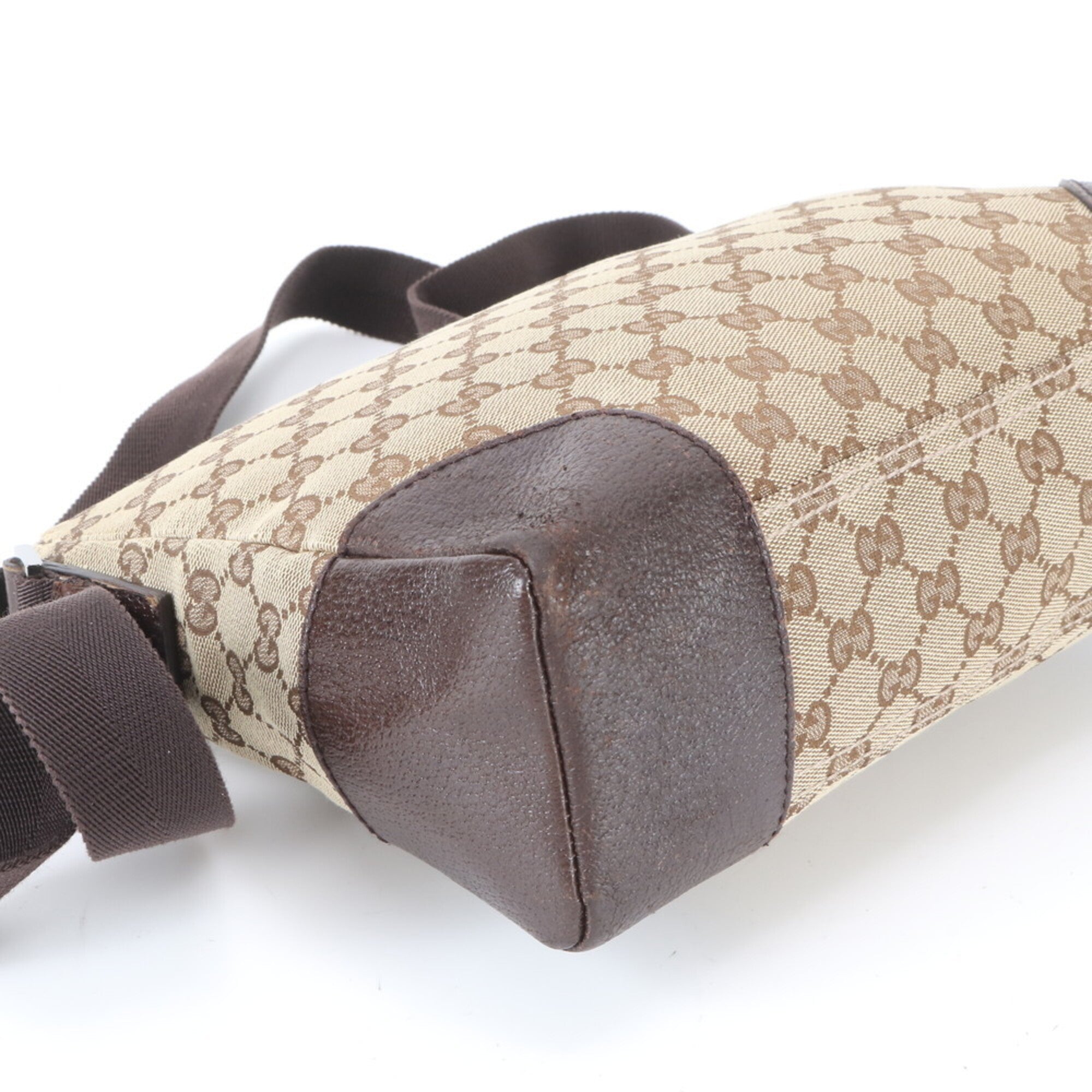 Gucci Gg Canvas Brown Leather Canvas Shoulder Bag Tote Bag (Pre-Owned)