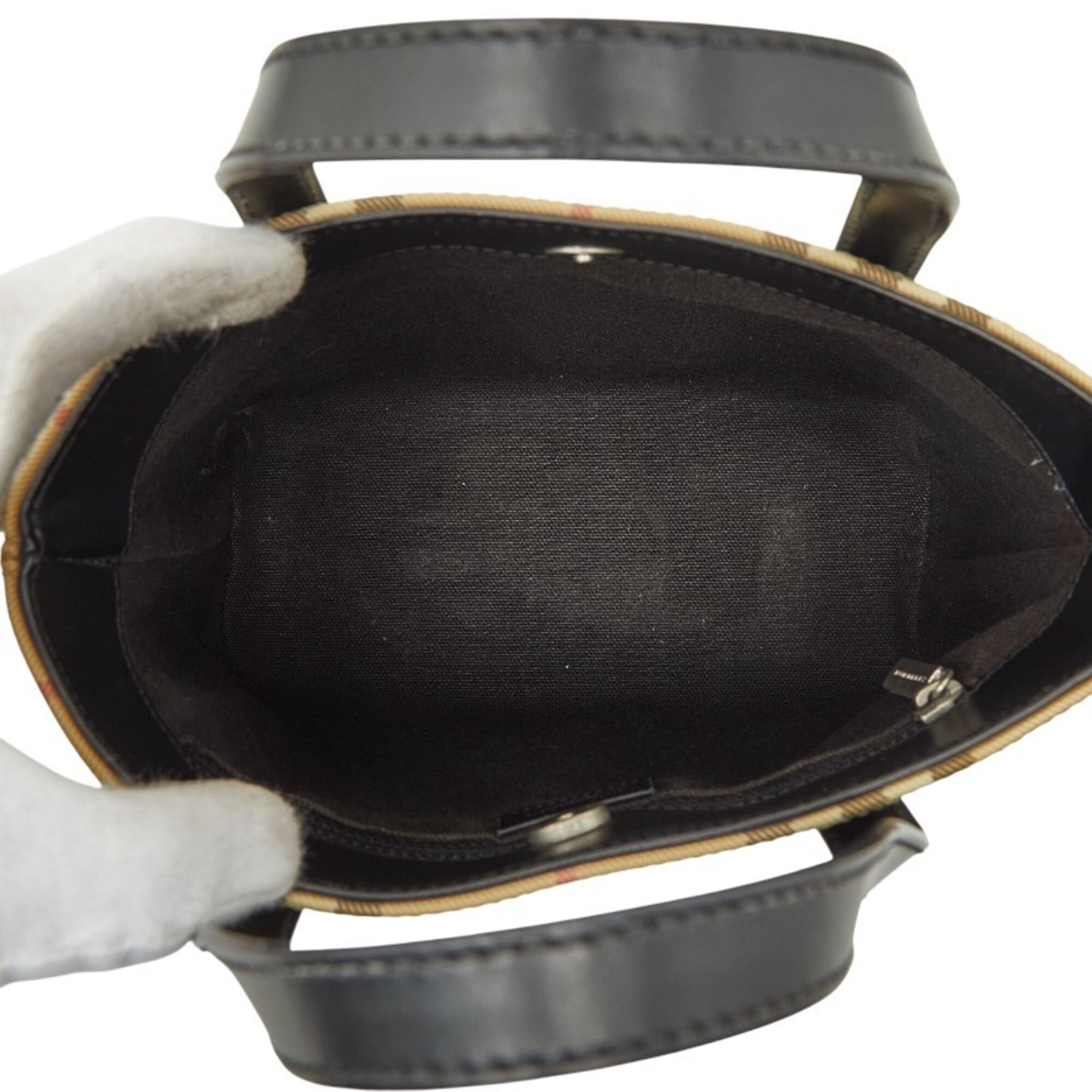 Burberry Beige Black Pvc Leather Handbag (Pre-Owned)