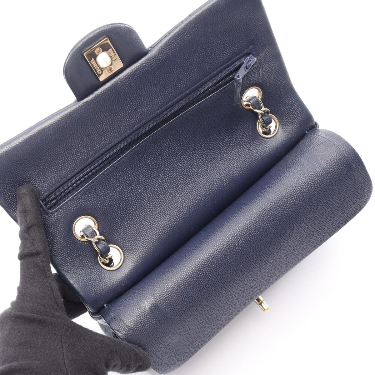 Chanel Navy Grained Calfskin Handbag Shoulder Bag (Pre-Owned)
