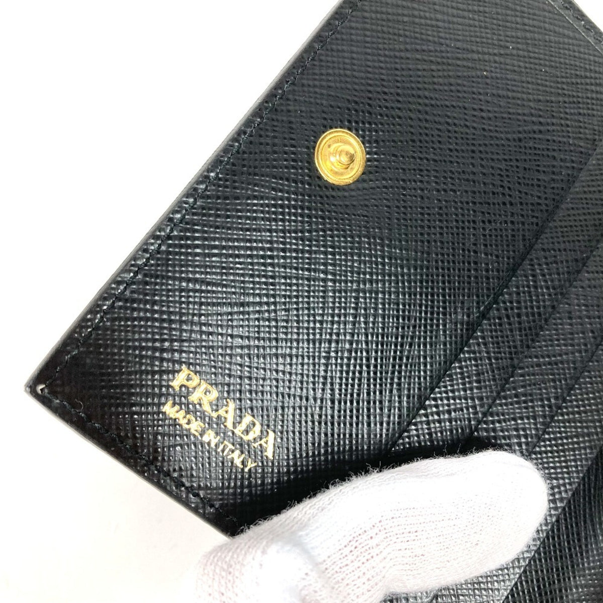 Prada Black White Leather Wallet (Bi-Fold) (Pre-Owned)