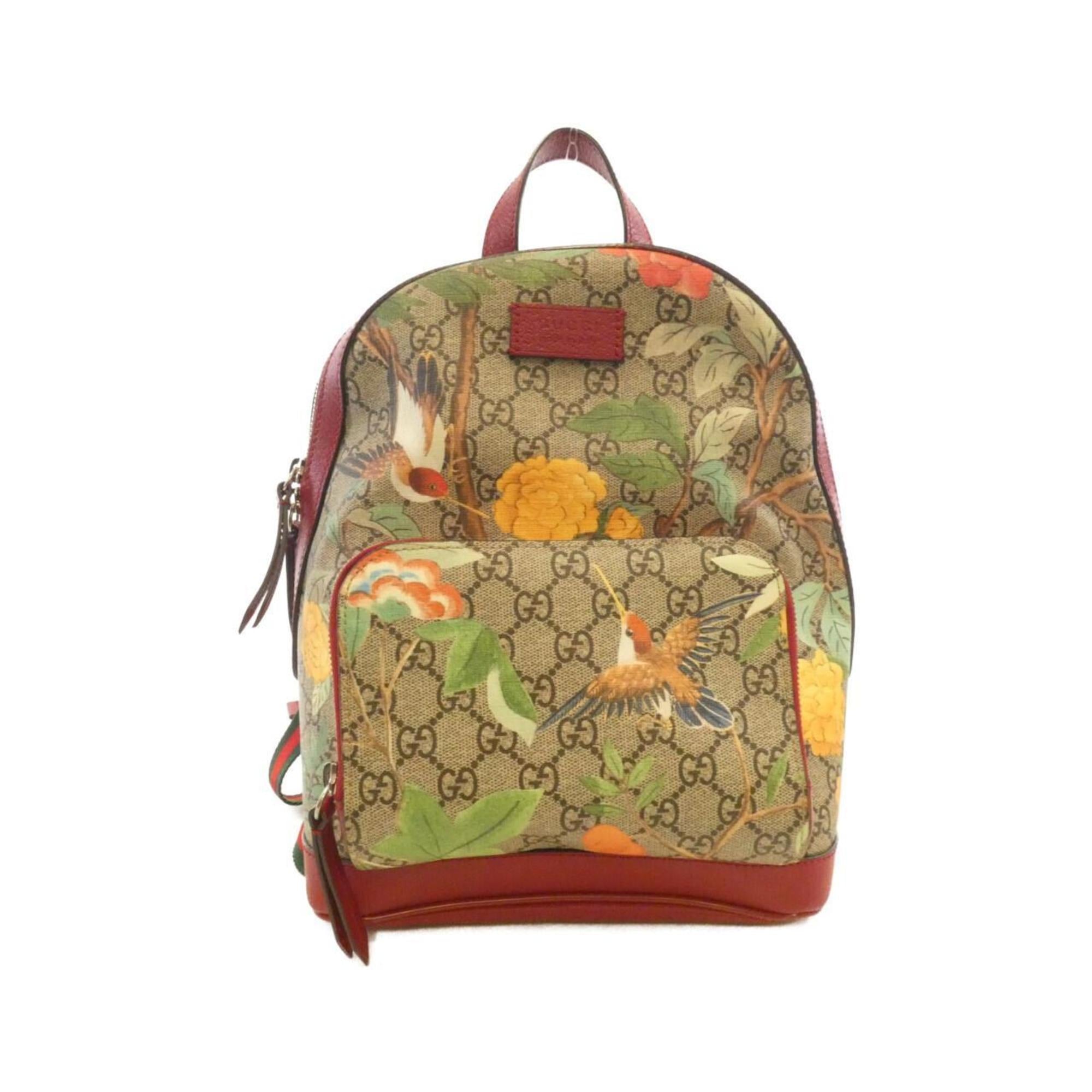 Gucci Beige Red Color Gg Supreme Backpack (Pre-Owned)