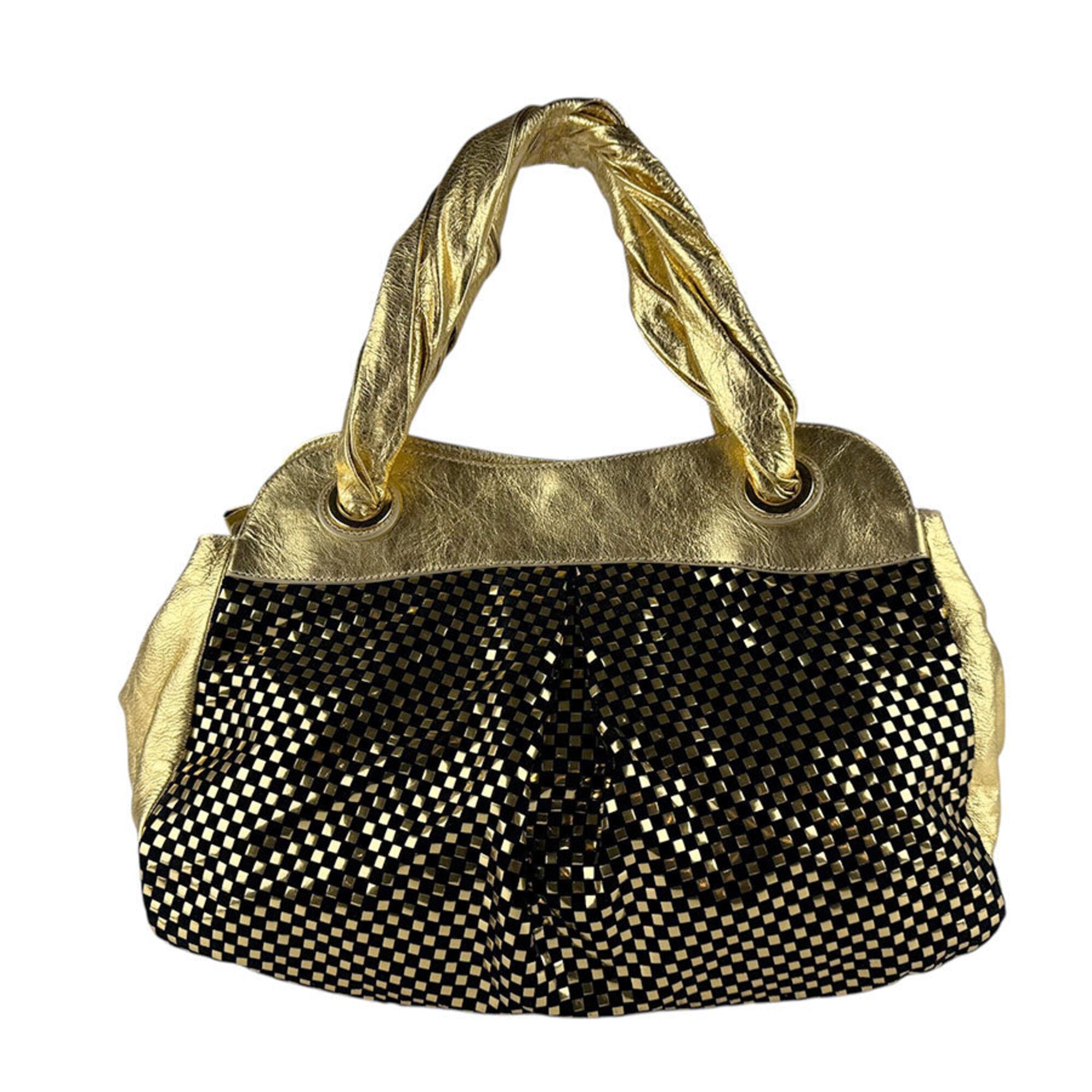 Unspecified Black Gold Leather Handbag (Pre-Owned)