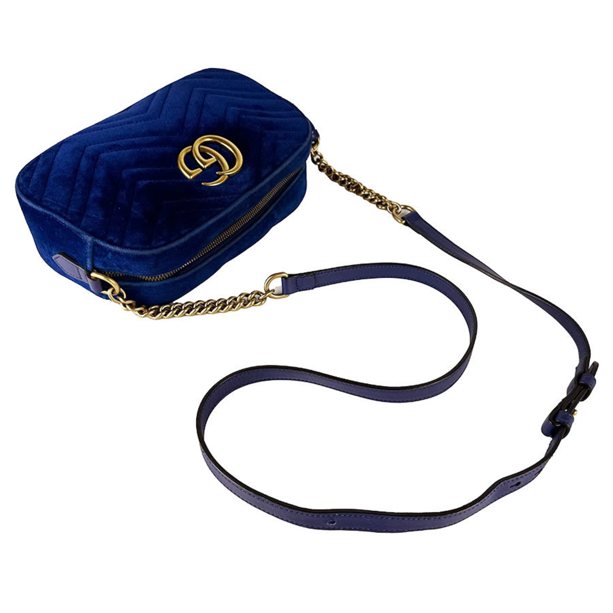 Gucci Dark Blue Velvet Shoulder Bag (Pre-Owned)