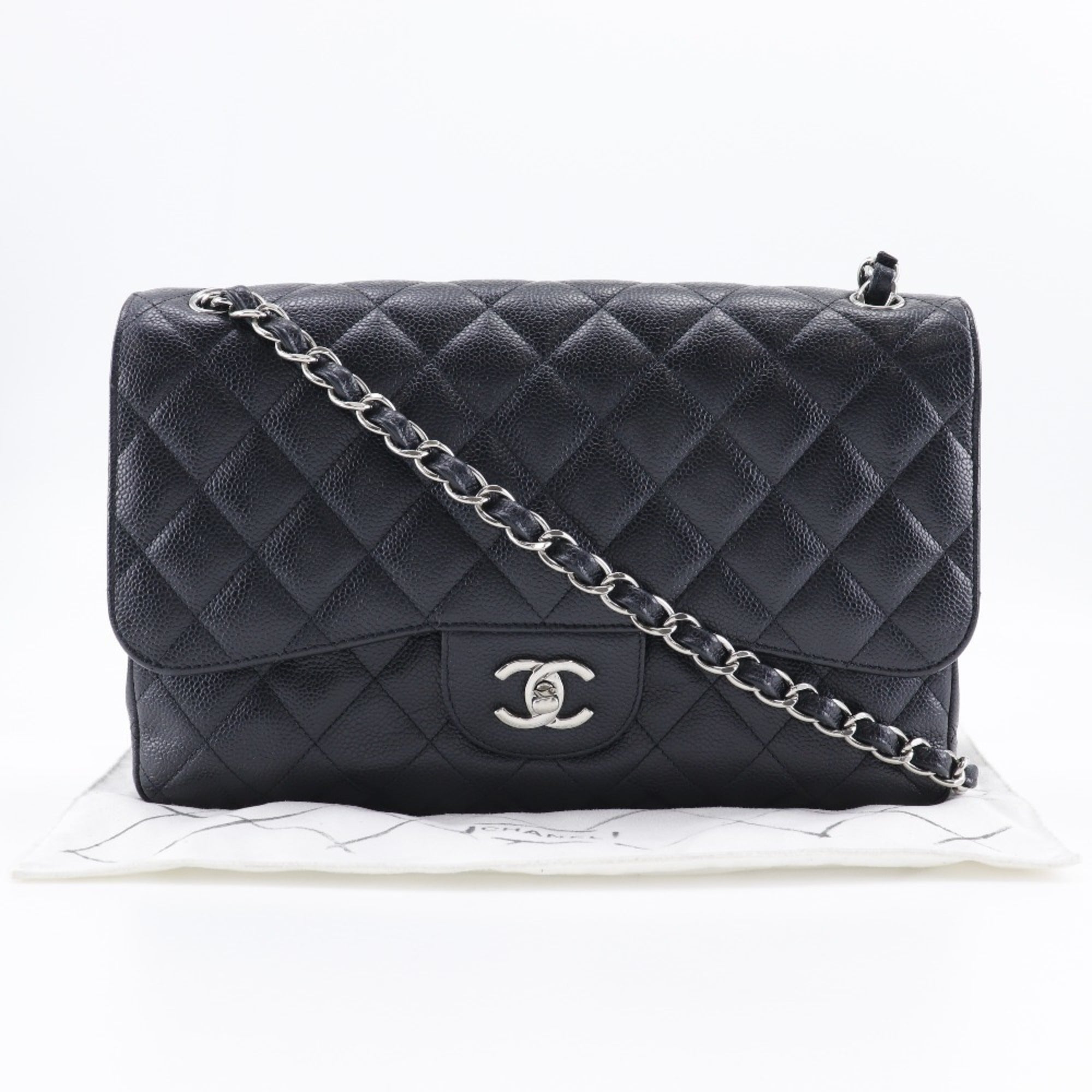 Chanel Black Caviar Leather Shoulder Bag (Pre-Owned)