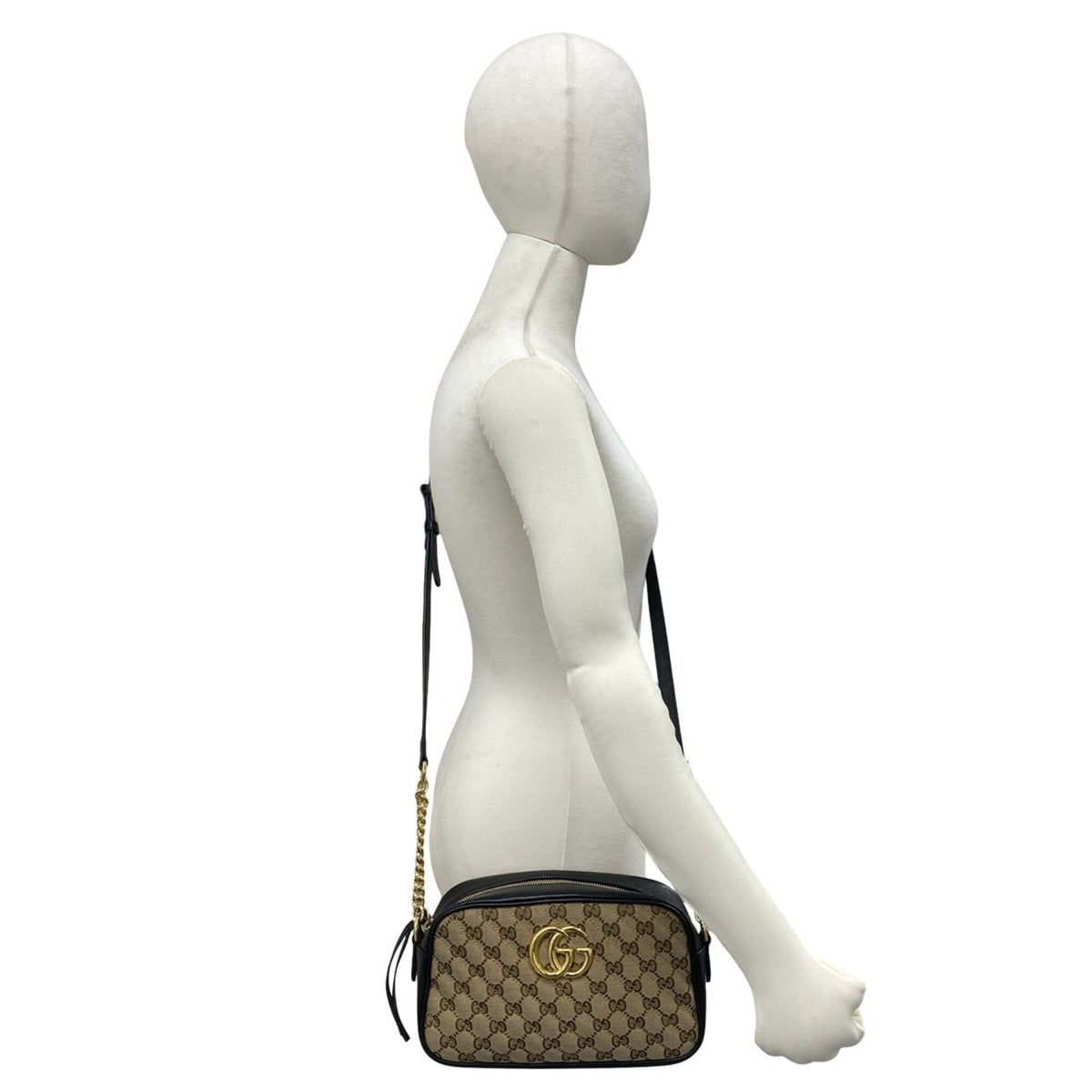 Gucci Black Brown Canvas Leather Pochette Shoulder Bag (Pre-Owned)
