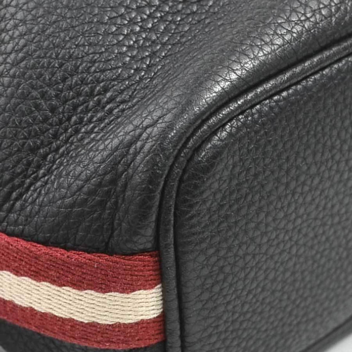 Bally Black Red Color White Leather Canvas Shoulder Bag (Pre-Owned)