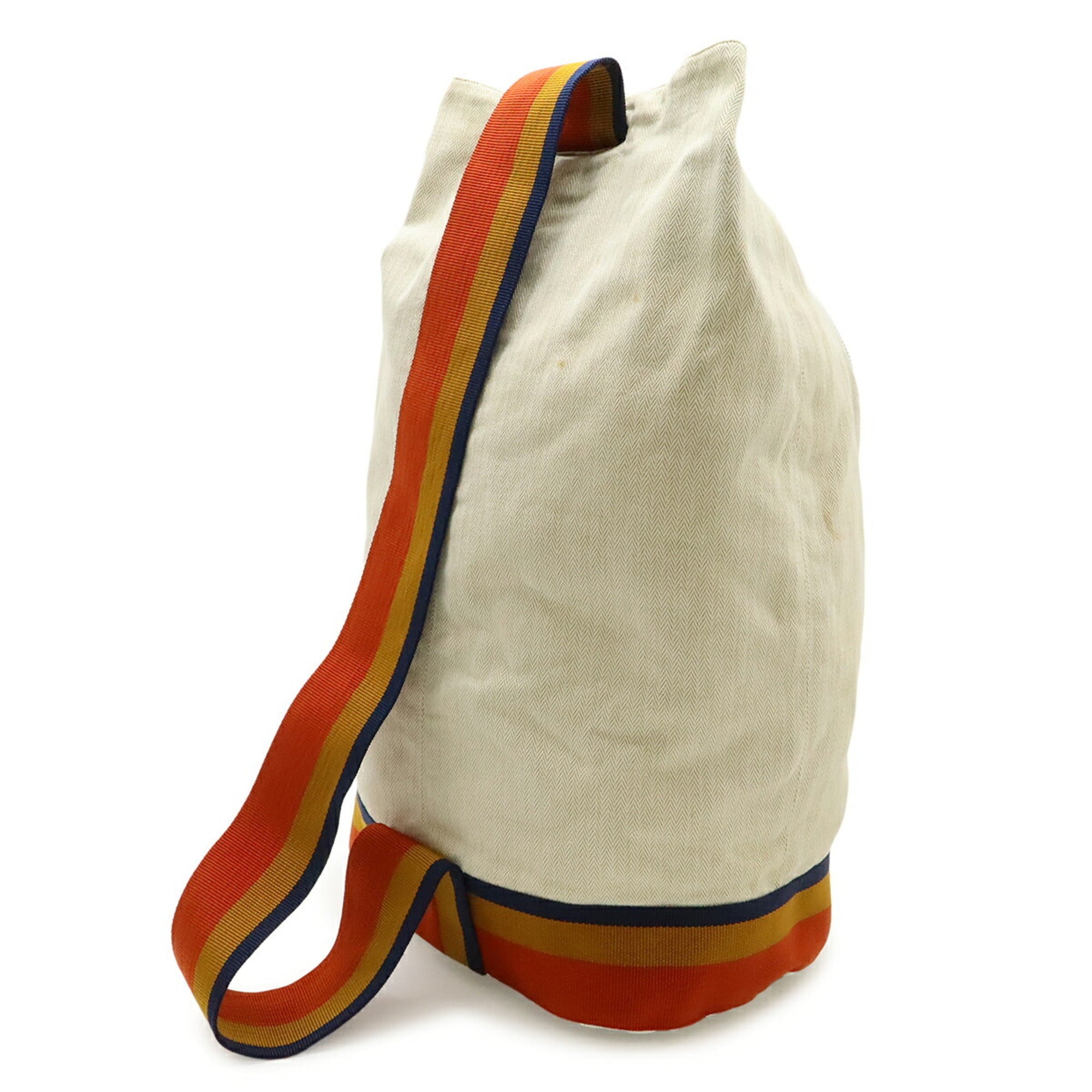 Hermes Natural Navy Orange Yellow Canvas Shoulder Bag Sling Bag (Pre-Owned)
