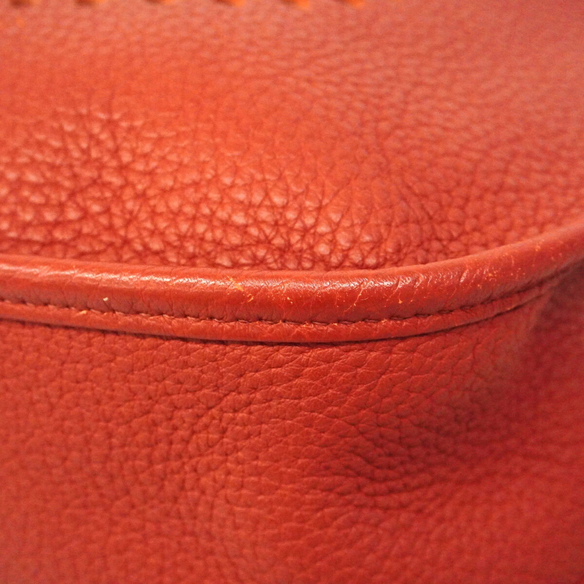 Hermes Rouge Casaque Taurillon Clemence Leather Shoulder Bag (Pre-Owned)