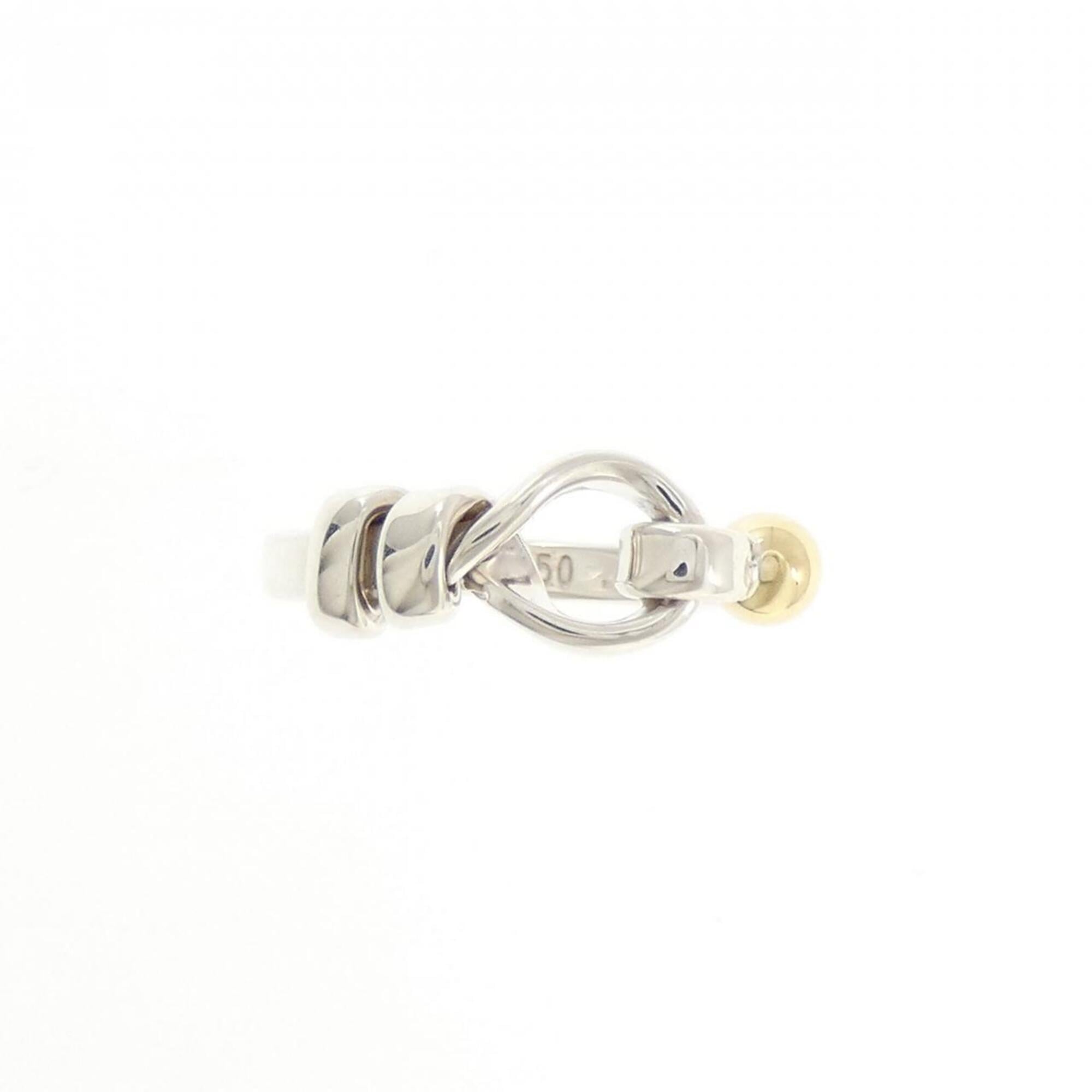 Tiffany Silver Yellow Gold Yellow Gold (18K) Silver 925 Band Ring (Pre-Owned)