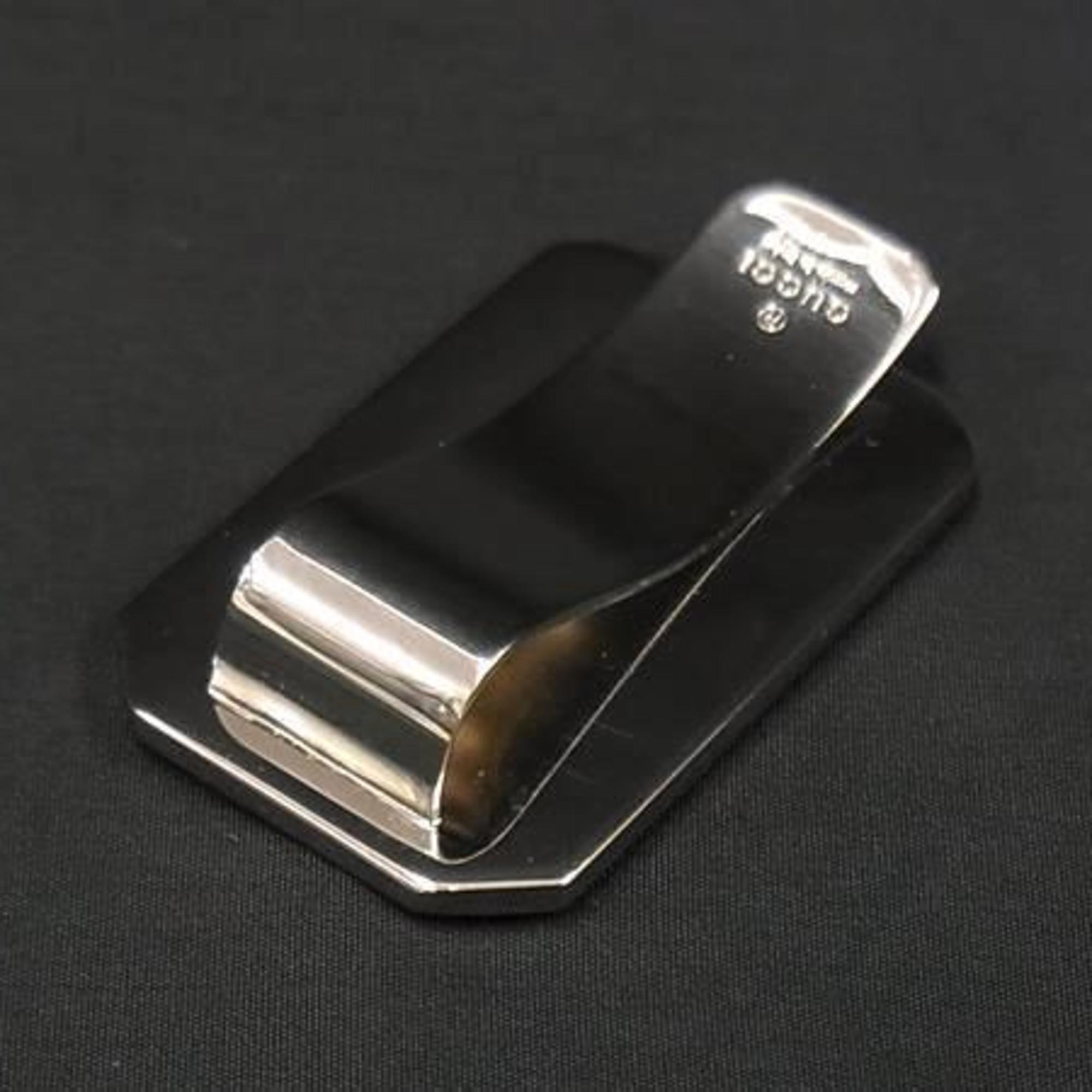 Gucci Silver Brown Leather Metal Money Clip (Pre-Owned)