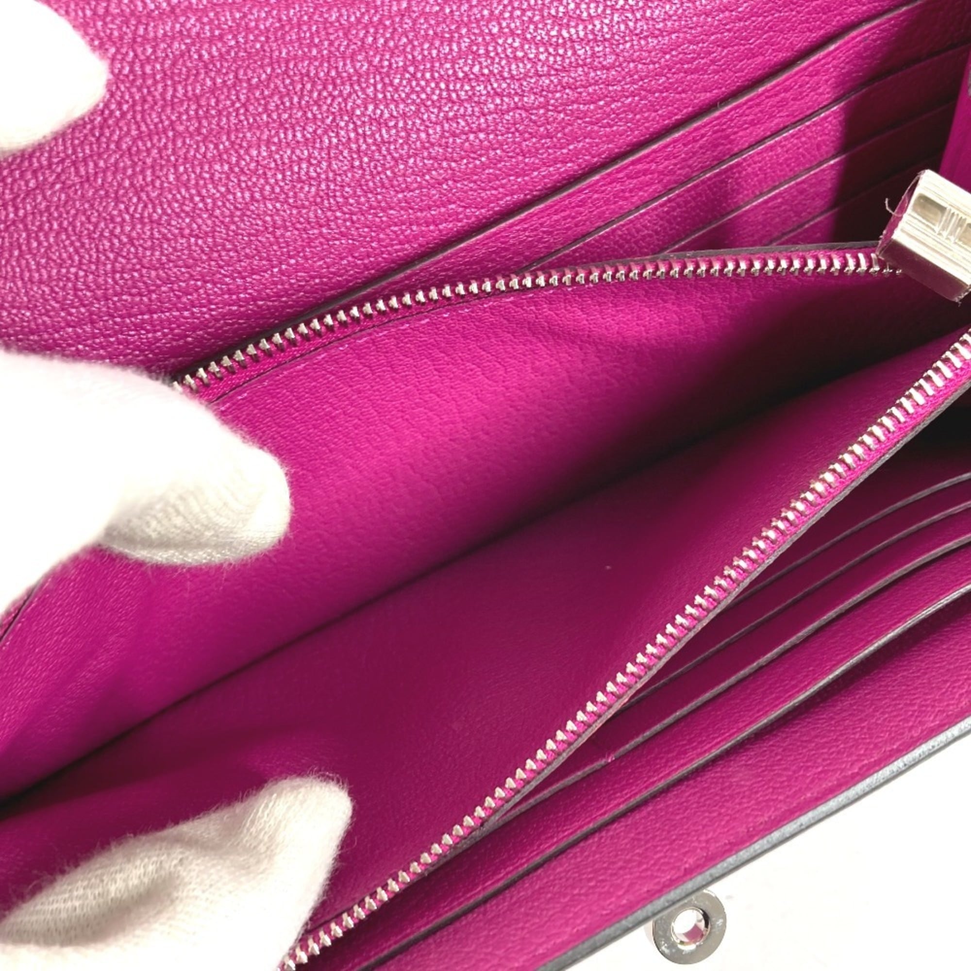 Hermes Rose Purple Chevre Leather Long Wallet (Bi-Fold) (Pre-Owned)